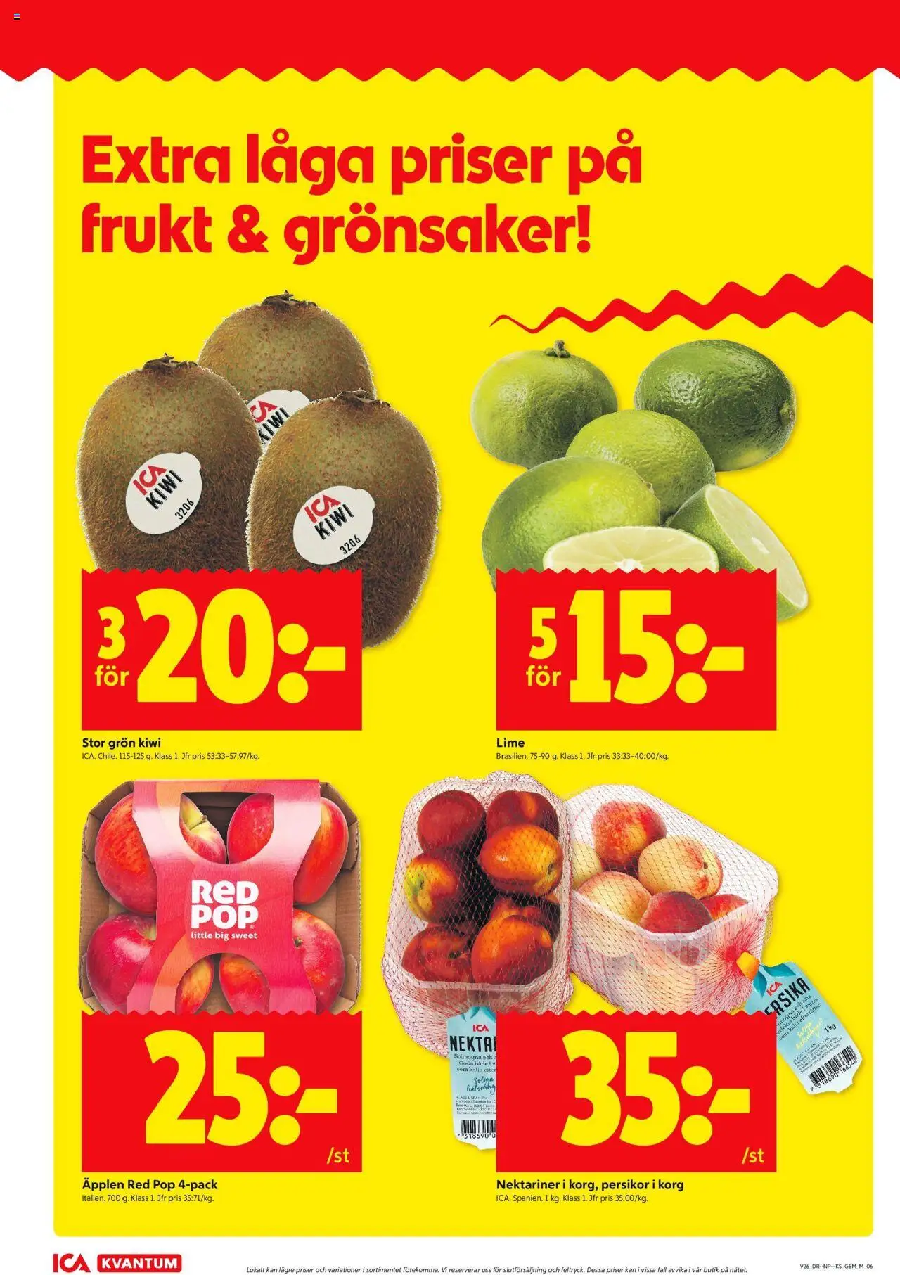 ICA Kvantum reklamblad aktuell från 23.06.2025 | Sida: 8 | Produkter: Korg, Äpplen, Kiwi, Lime