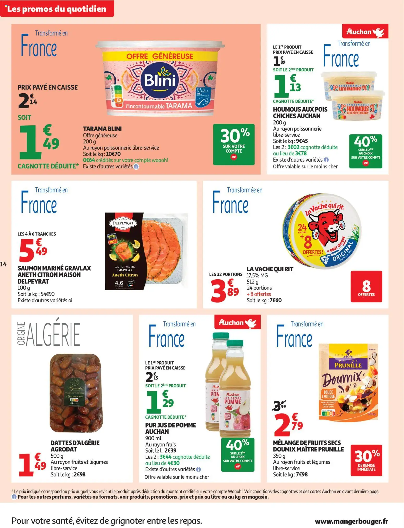 {H1} | Page: 14 | Produits: Dattes, Pois, Jus de pomme, Fruits secs