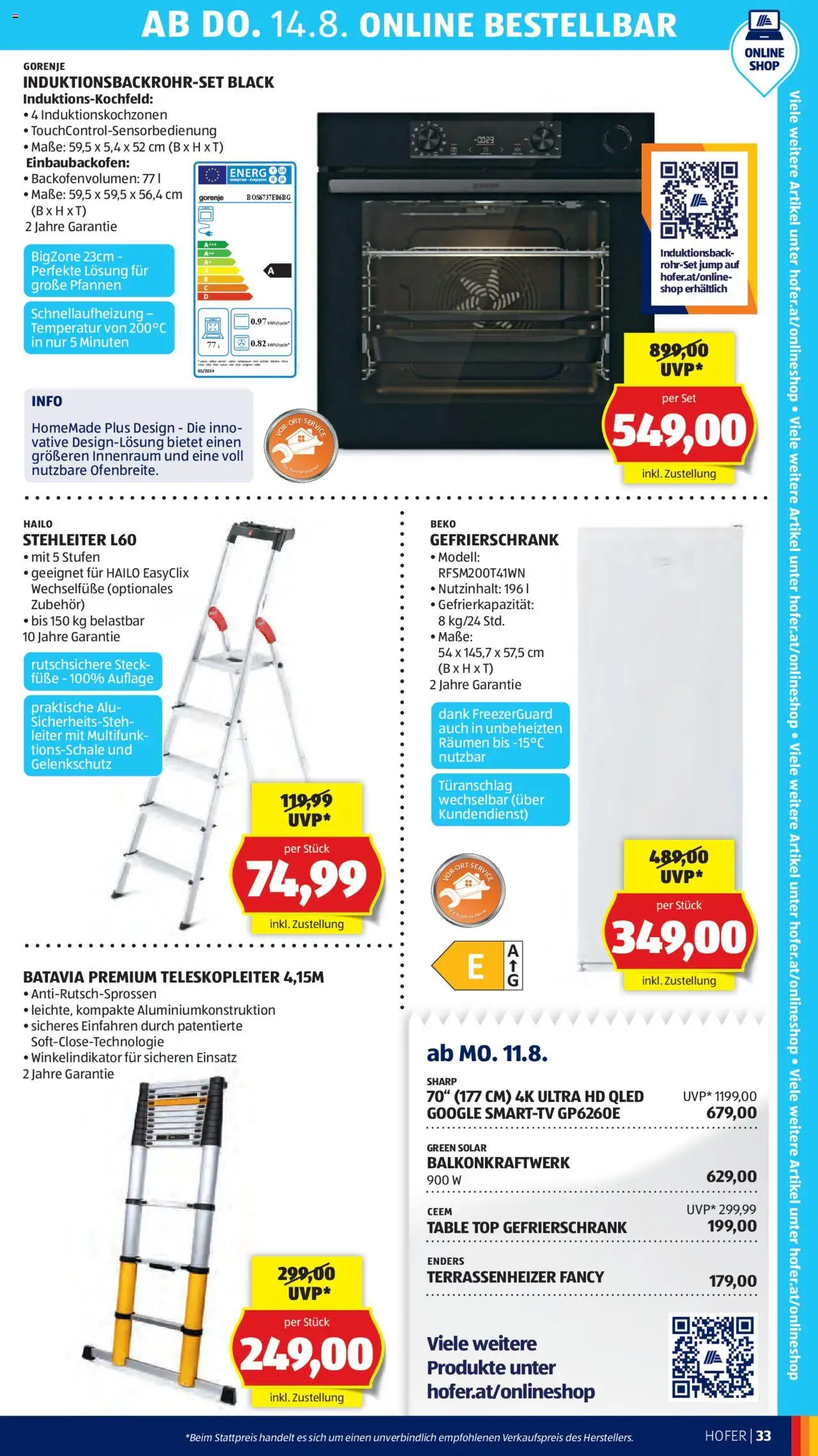 Hofer Flugblatt gültig ab 08.08.2025 | Seite: 37 | Produkte: Gefrierschrank