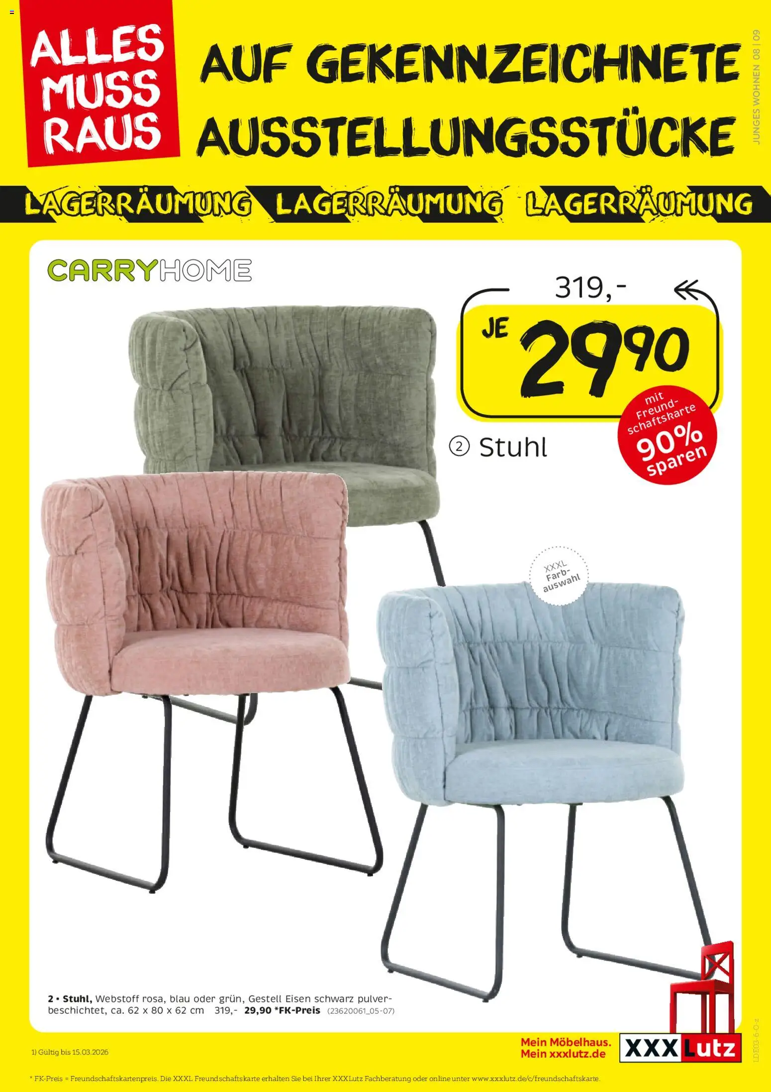 XXXL Lutz Größte Lagerräumung – gültig ab 01.03.2026 | Seite: 9 | Produkte: Stuhl