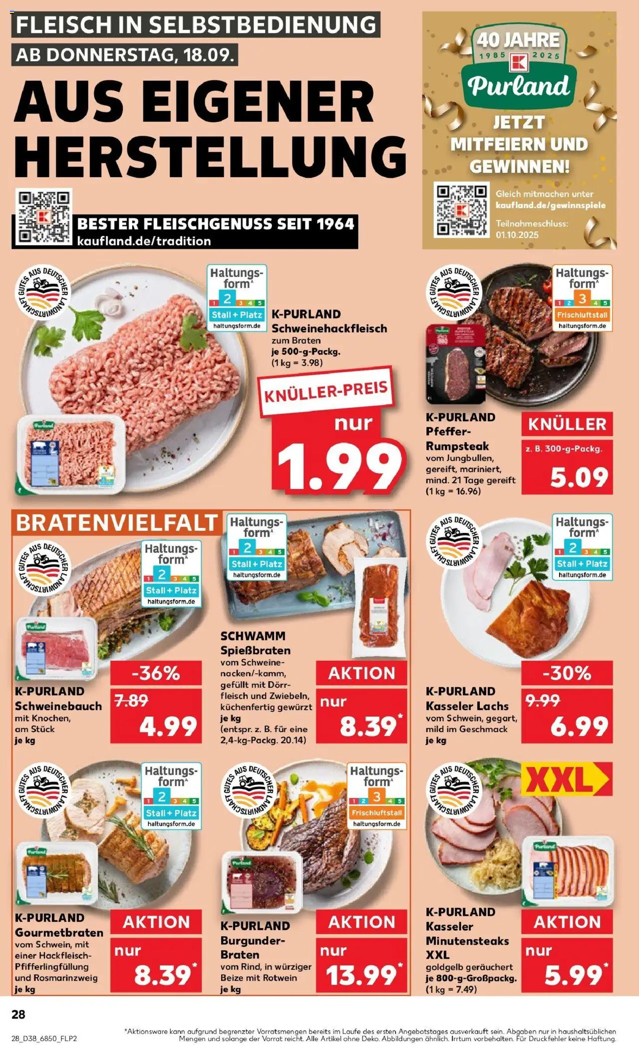 Kaufland prospekt Cham	 – gültig ab 21.09.2025 | Seite: 28 | Produkte: Schweinebauch, Lachs, Fleisch, Hackfleisch