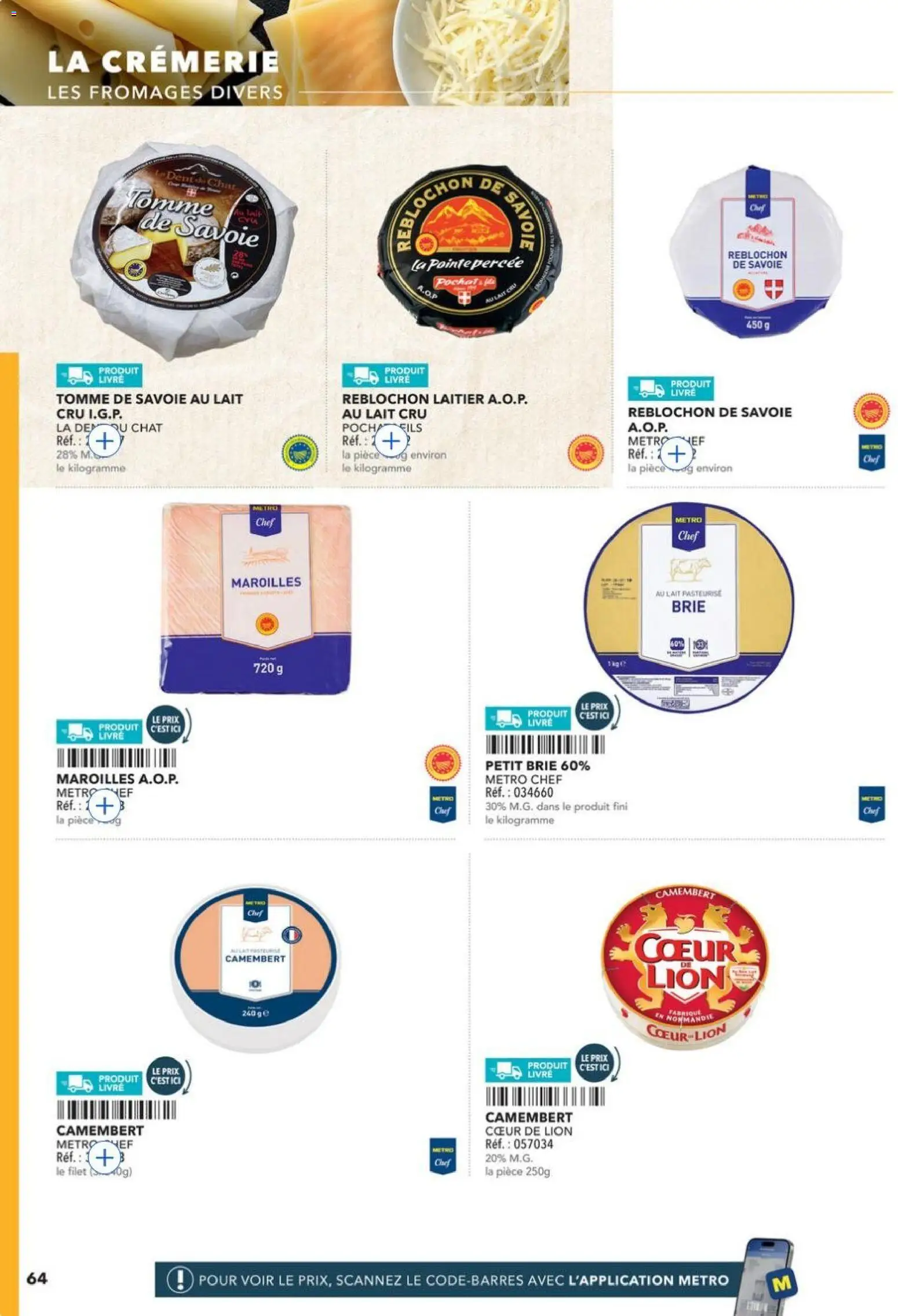 {H1} | Page: 64 | Produits: Reblochon, Lait, Livre, Camembert