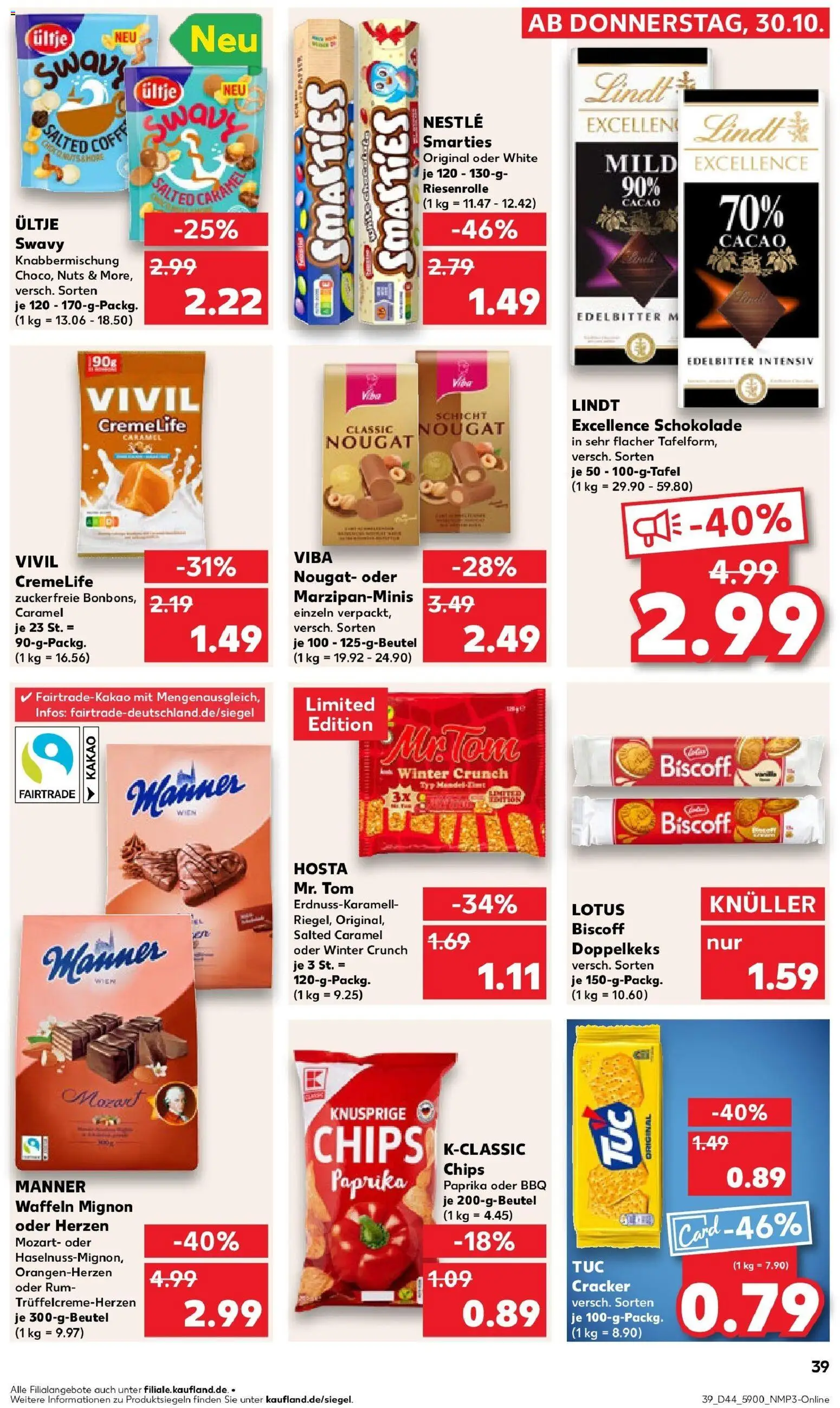 Kaufland prospekt Radebeul	 – gültig ab 30.10.2025 | Seite: 39 | Produkte: Schokolade, Rum, Smarties, Waffeln