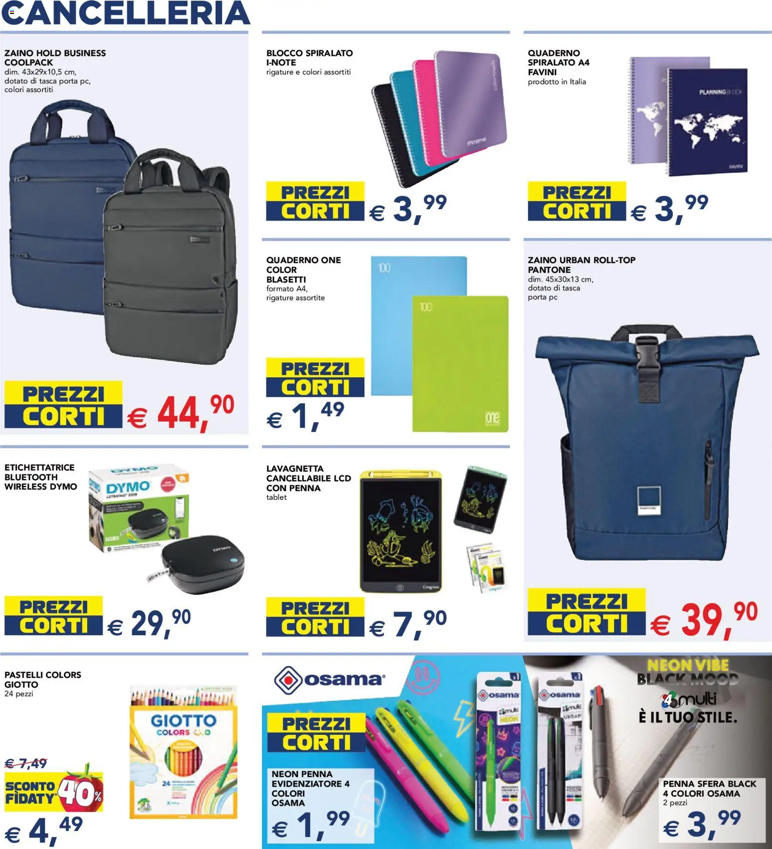 Volantino Esselunga S del 07.01.2026 | Pagina: 3 | Prodotti: PC, Evidenziatore, Quaderno, Pastelli