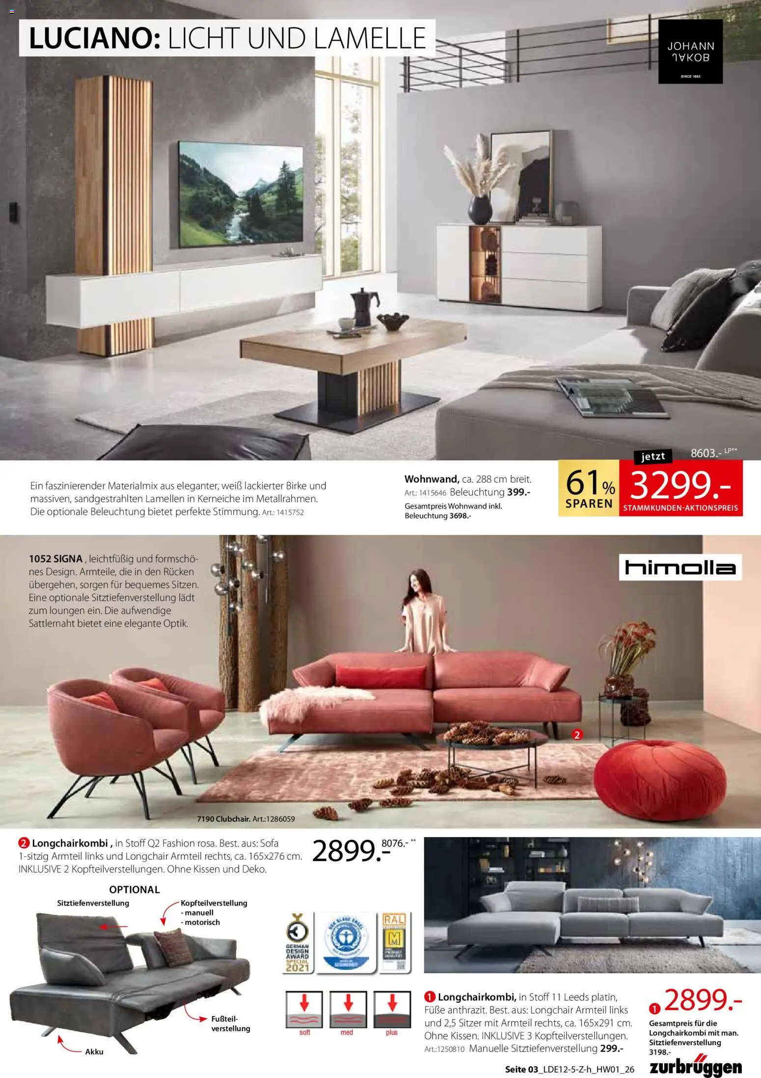 Zurbrüggen  Hochwert-Spezial – gültig ab 29.12.2025 | Seite: 3 | Produkte: Wohnwand, Kissen, Sofa