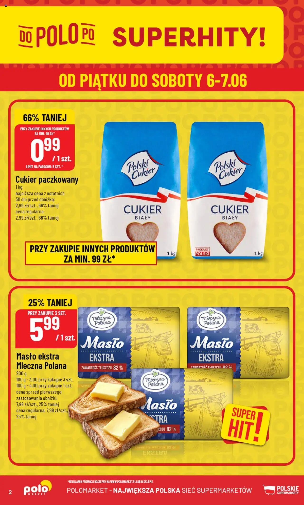 POLOmarket Gazetka od 04.06.2025 | Strona: 2 | Produkty: Masło, Cukier