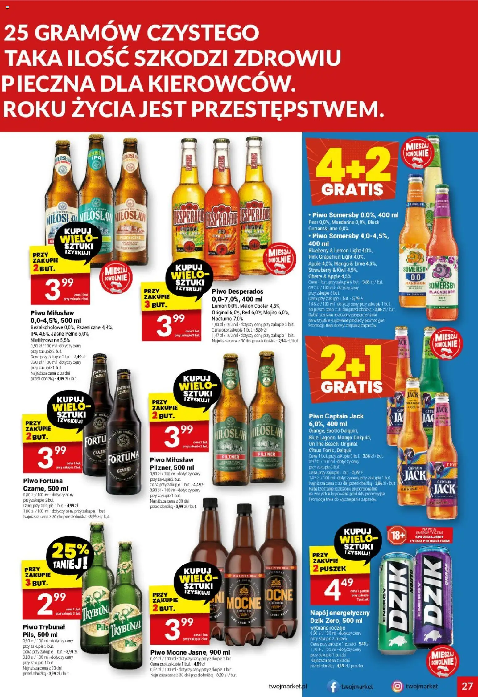 Twój Market Gazetka od 07.01.2026 | Strona: 27 | Produkty: Piwo Somersby, Napoje, Piwo, Kiwi