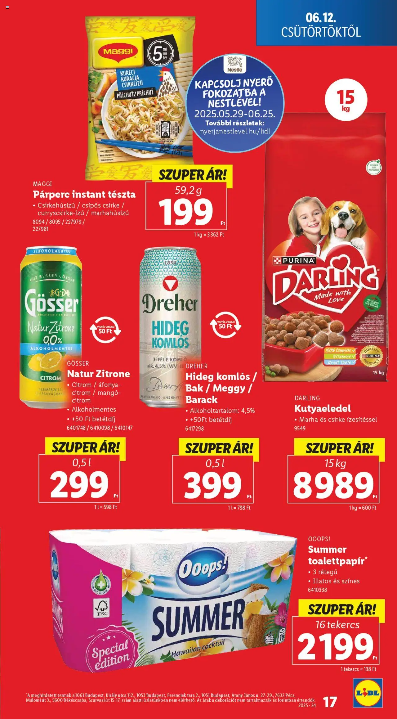 Lidl akciós ujság - amely érvényes a következő dátumtól: 12.06.2025 | Oldal: 17 | Termékek: Kutyaeledel, Gösser, Tészta, Citrom
