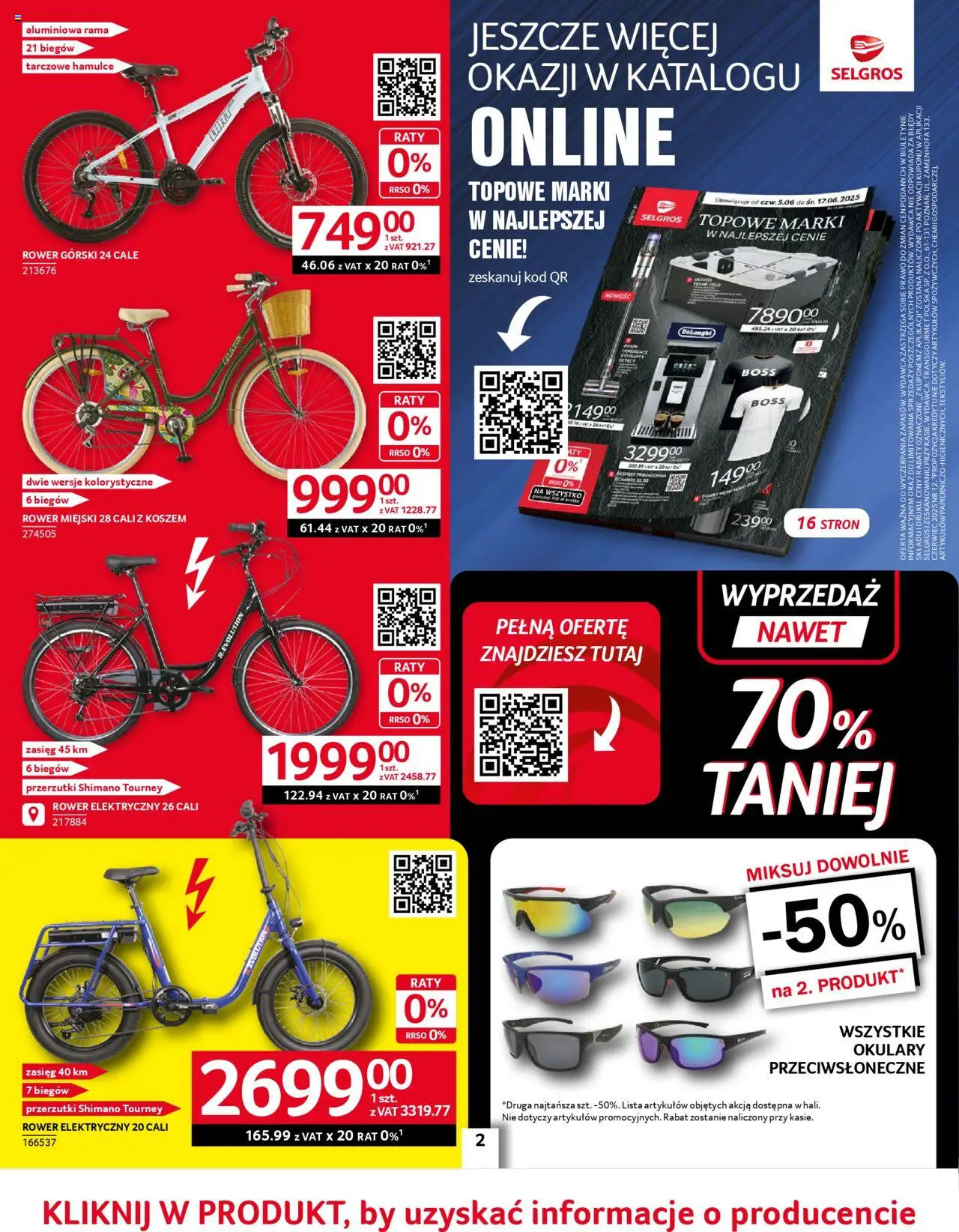 Selgros cash&carry Gazetka - Oferta przemysłowa od 05.06.2025 | Strona: 2 | Produkty: Okulary, Rower, Okulary przeciwsłoneczne