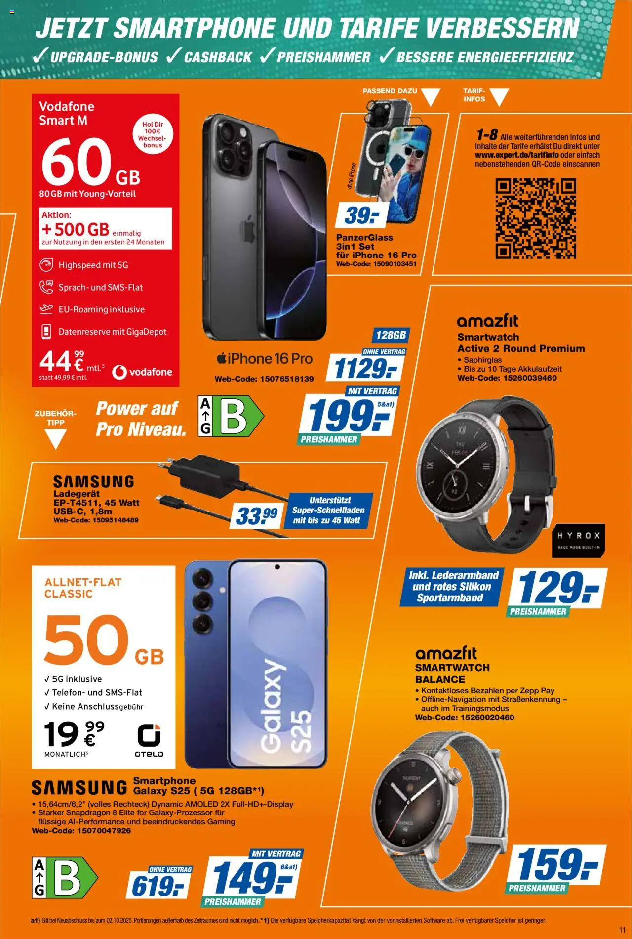 Expert Prospekt 	 – gültig ab 26.09.2025 | Seite: 11 | Produkte: Smartwatch, Iphone, Ladegerät, Telefon