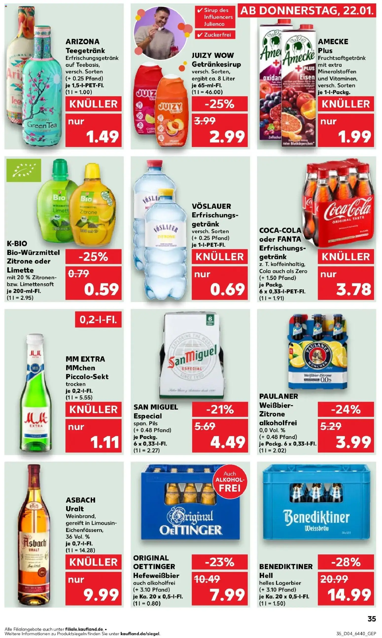 Kaufland prospekt Rüsselsheim Am Main	 – gültig ab 22.01.2026 | Seite: 35 | Produkte: Weißbier, Zitrone, Limette, Asbach
