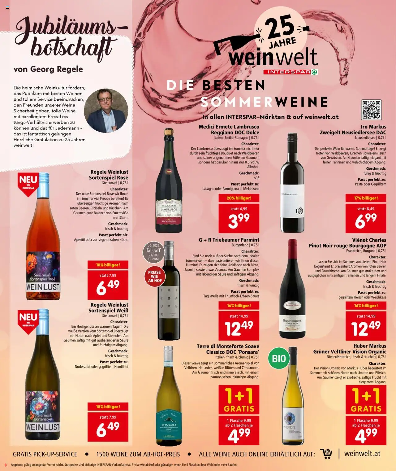 Interspar Flugblatt - Vorarlberg gültig ab 24.07.2025 | Seite: 8 | Produkte: Pasta, Limette, Wein, Äpfel