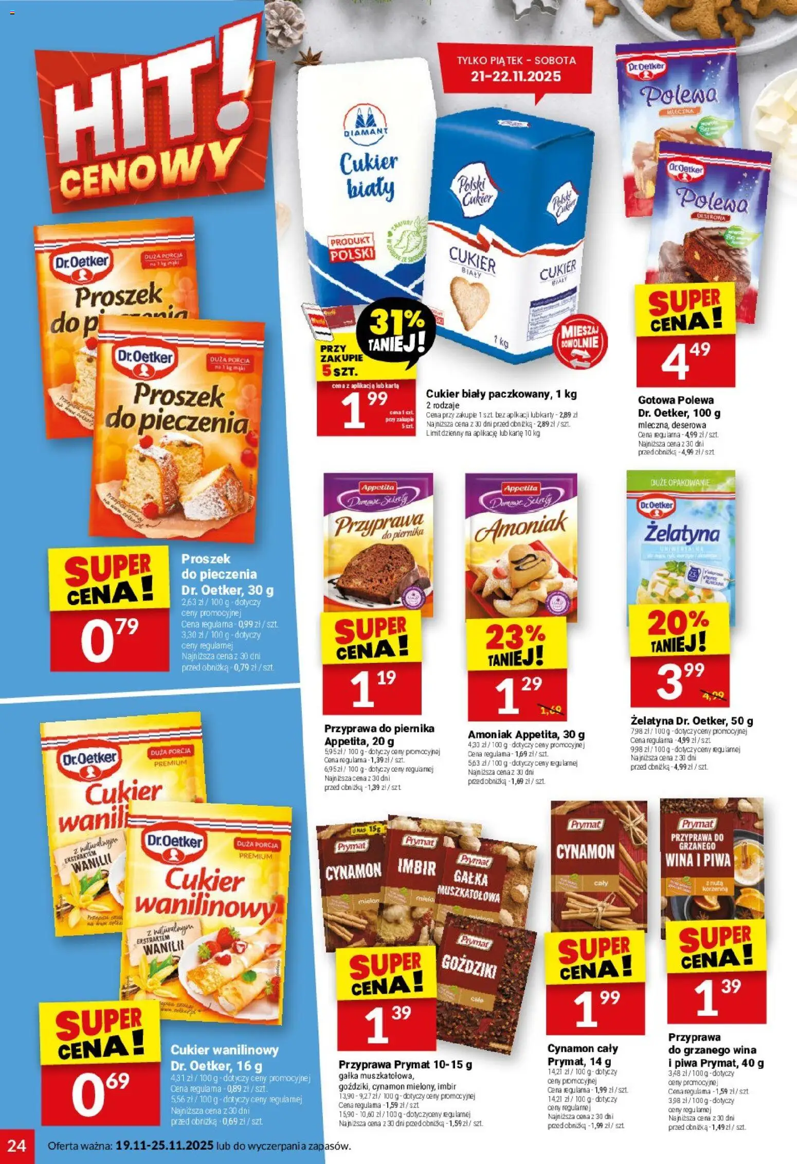 Twój Market Gazetka od 19.11.2025 | Strona: 24 | Produkty: Goździki, Przyprawa do piernika, Cukier biały, Cukier wanilinowy