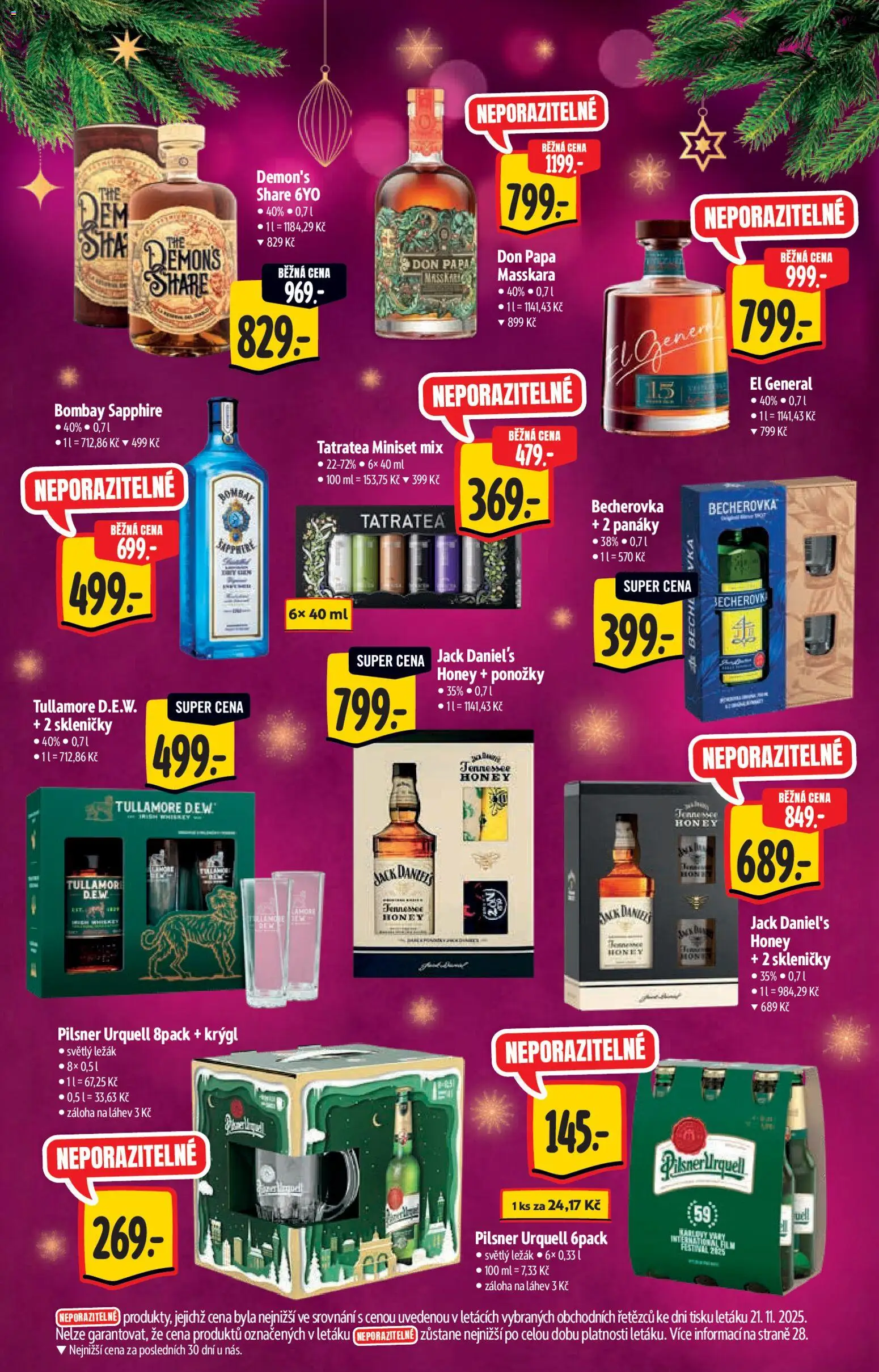 Albert katalog - Hypermarket - Dárky od 03.12.2025 | Strana: 32 | Produkty: Jack Daniel’s, Becherovka, Láhev, Tatratea
