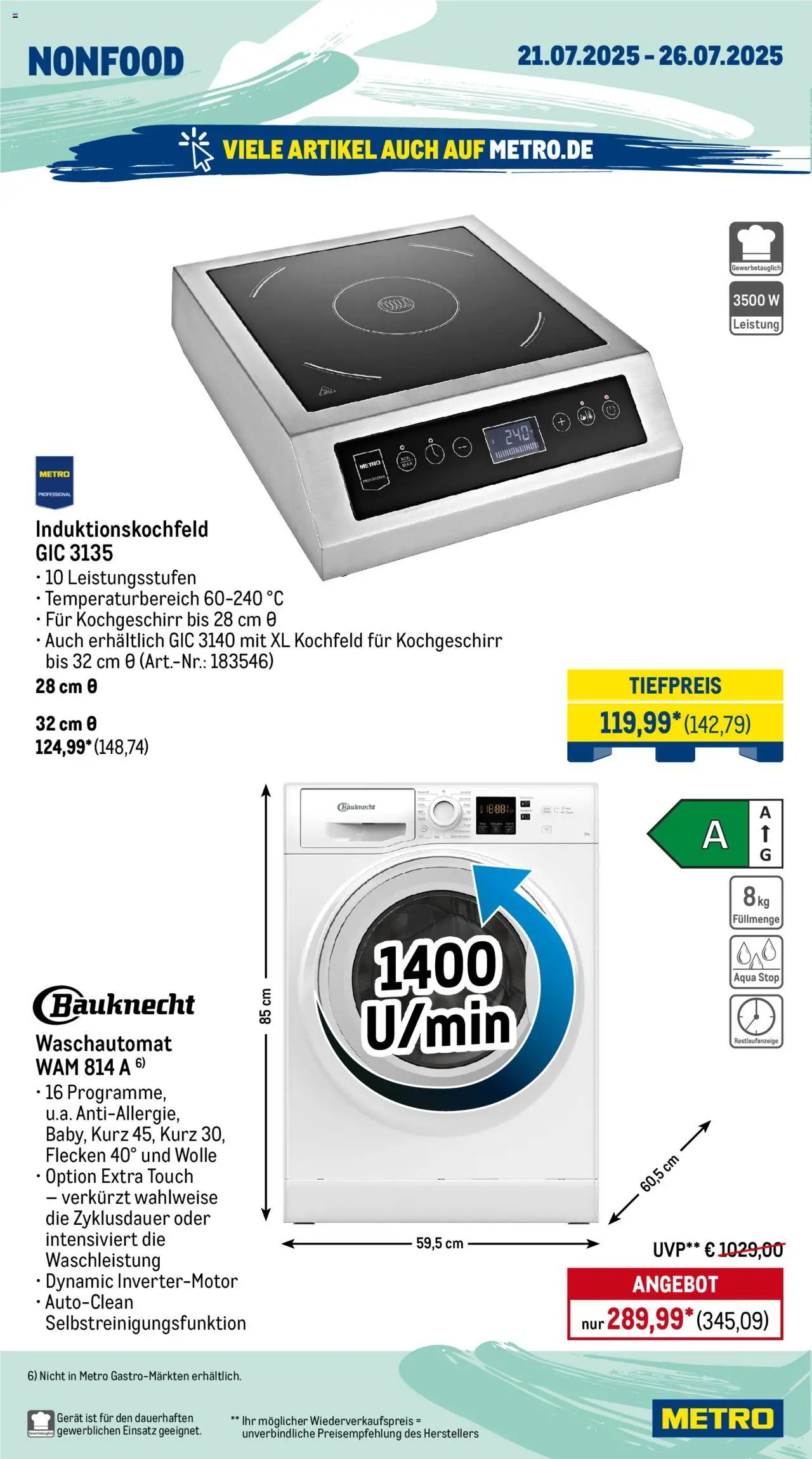 Metro Wochen-Angebote Gastro - gültig ab dem 21.07.2025 | Seite: 18 | Produkte: Kochfeld