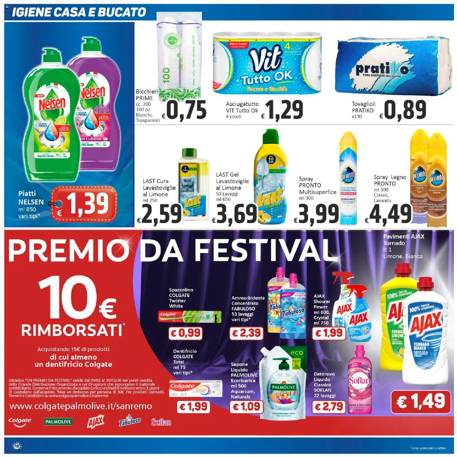Volantino Paghi Poco del 20.02.2026 | Pagina: 18 | Prodotti: Spazzolino, Ammorbidente, Limone, Lavanda