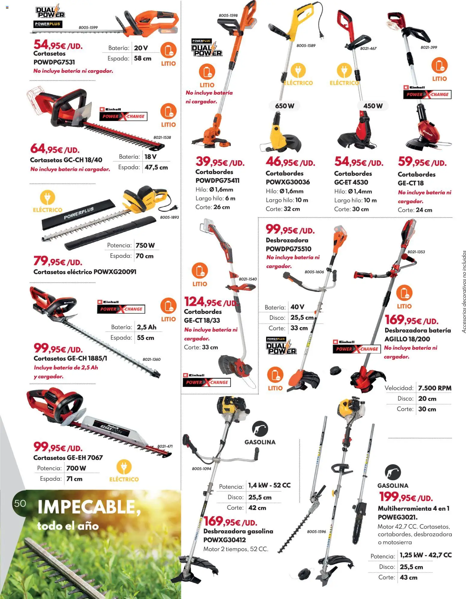 BricoCentro folleto │ válido desde el 23.03.2026 | Página: 50 | Productos: Desbrozadora, Cortasetos, Disco, Batería