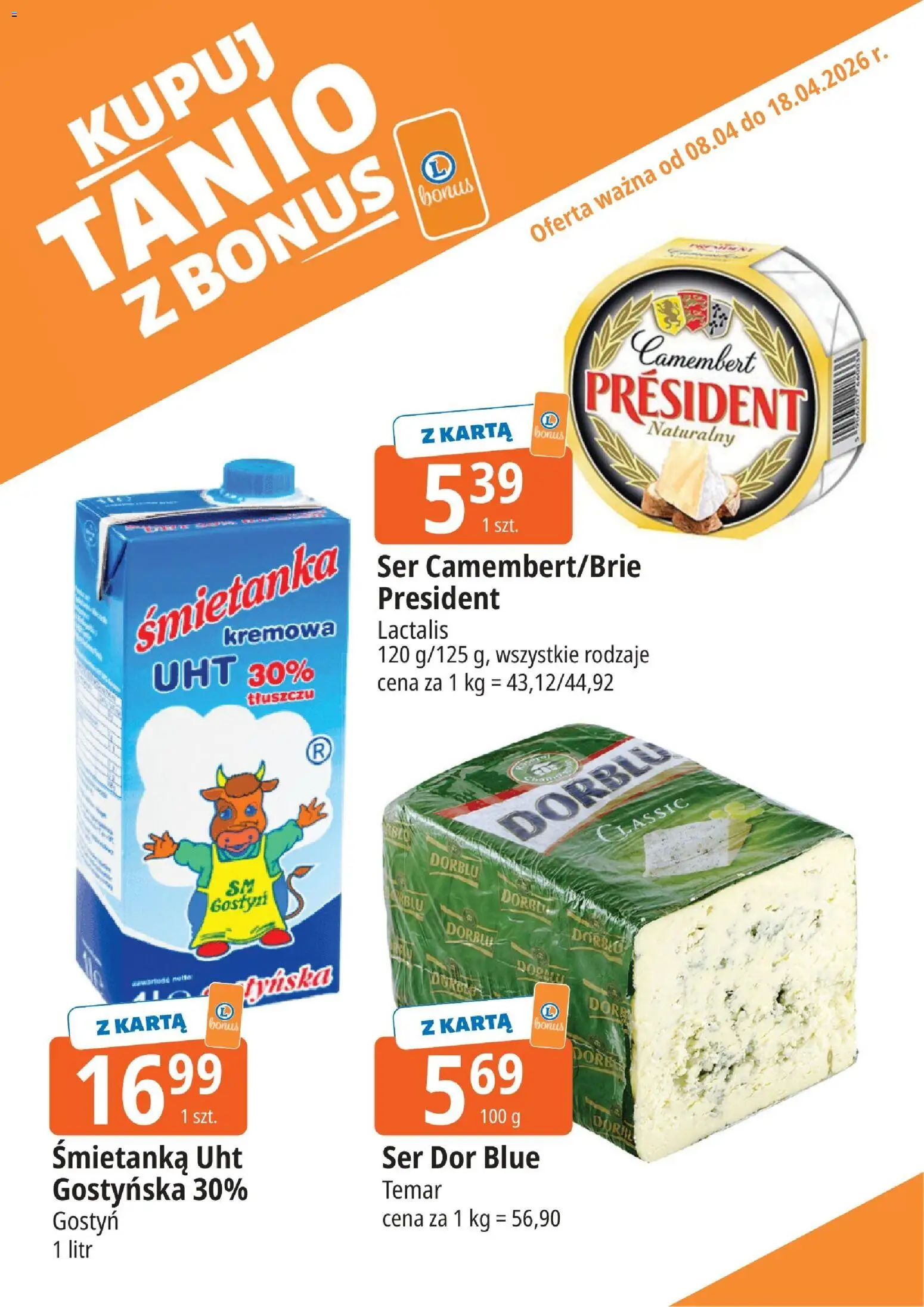 E.Leclerc gazetka - Zielona Góra kupony dodatkowe od 08.04.2026 | Strona: 4 | Produkty: Karta, Camembert, Ser