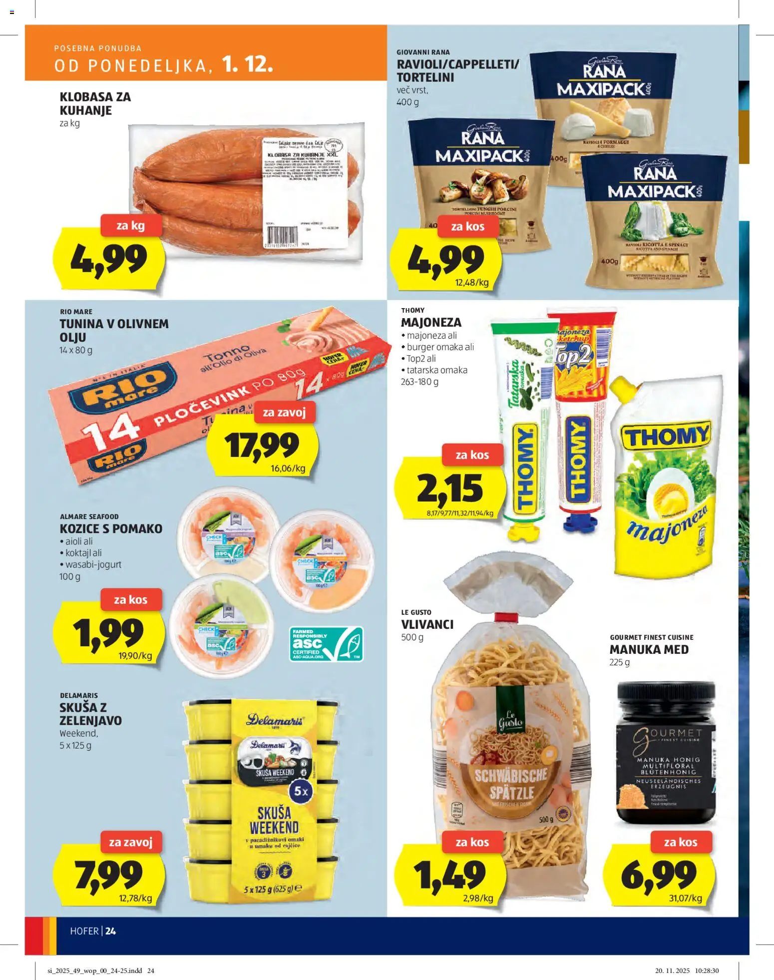 Novi Hofer katalog ponudbe – veljaven od 27.11.2025 | Stran: 24 | Izdelki: Tuna, Kos, Olive, Omaka