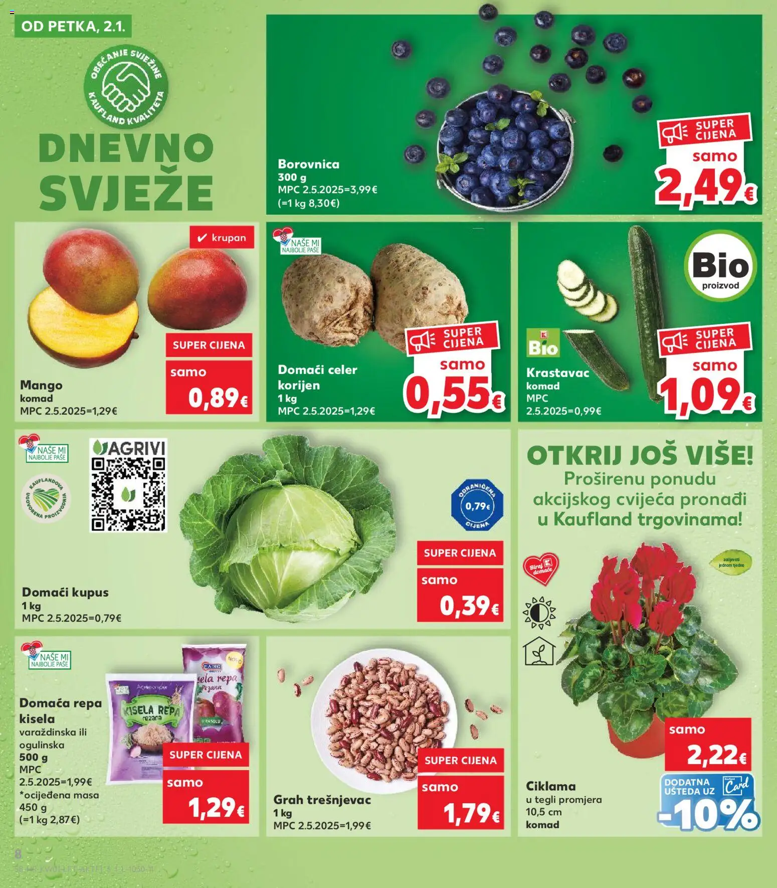 Kaufland katalog | vrijedi od 02.01.2026 | Stranica: 8 | Proizvodi: Celer, Mango, Kupus, Borovnica