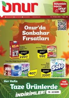 14.10.2025 tarihinden itibaren geçerli olan Onur Market kataloğu önizlemesi