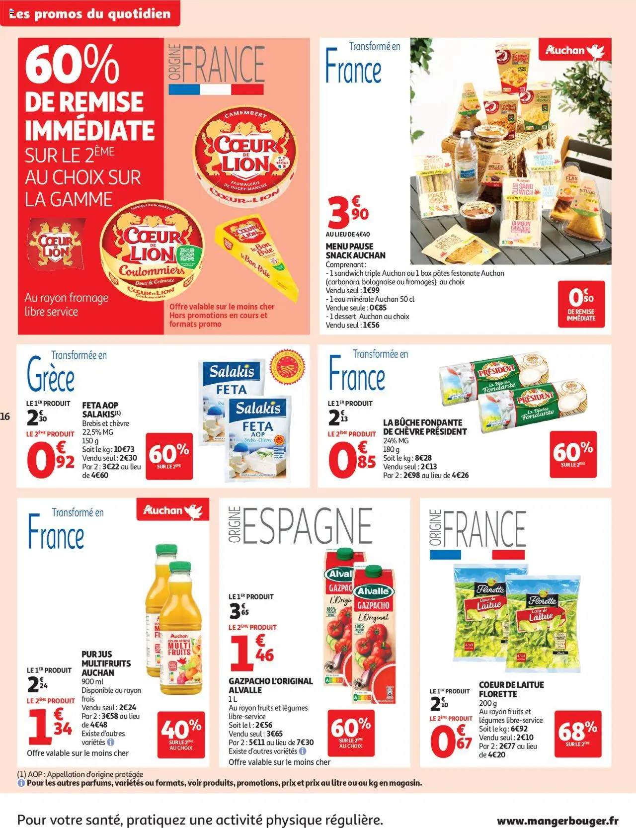  | Page: 16 | Produits: Eau minérale, Feta, Sandwich, Pâtes