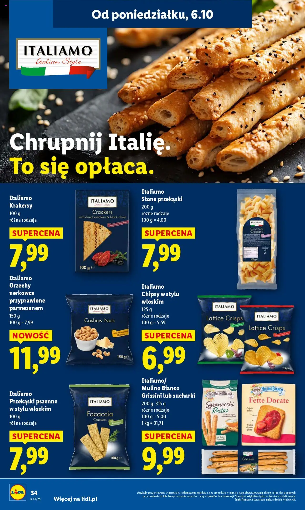 Lidl Gazetka od 06.10.2025 | Strona: 34 | Produkty: Chipsy, Krakersy, Orzechy