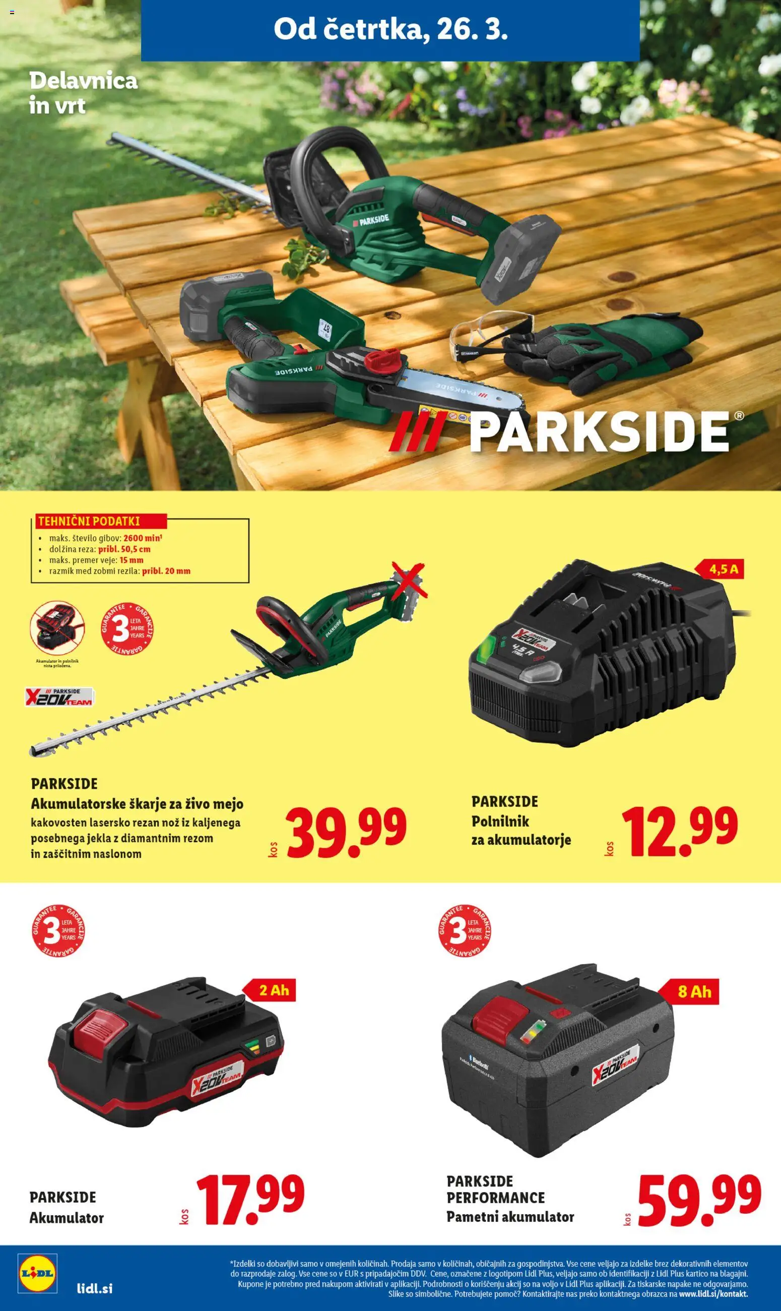 Novi Lidl katalog ponudbe – veljaven od 20.04.2026 | Stran: 24 | Izdelki: Nož, Škarje za živo mejo, Akumulator, Polnilnik
