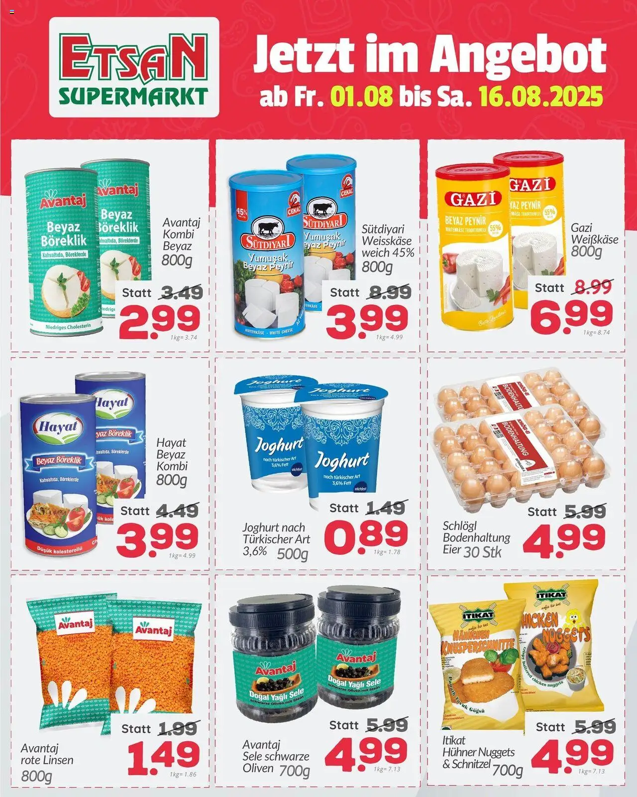 ETSAN Flugblatt gültig ab 01.08.2025 | Seite: 2 | Produkte: Szeder, Joghurt, Eier