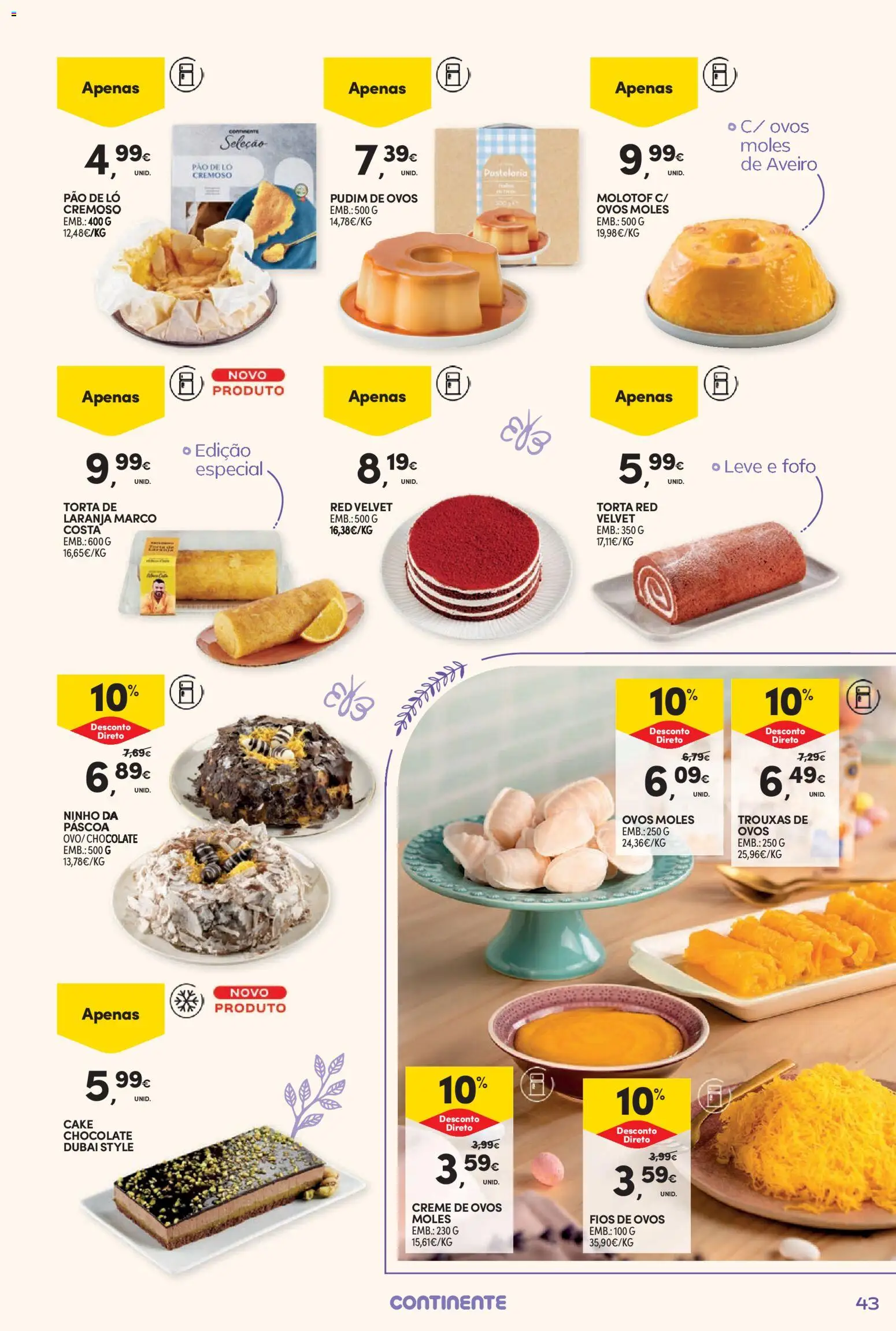 Continente - Nesta Páscoa, alimente a tradição │ válido de 17.03.2026 | Página: 43 | Produtos: Pudim, Ovos, Pão, Chocolate