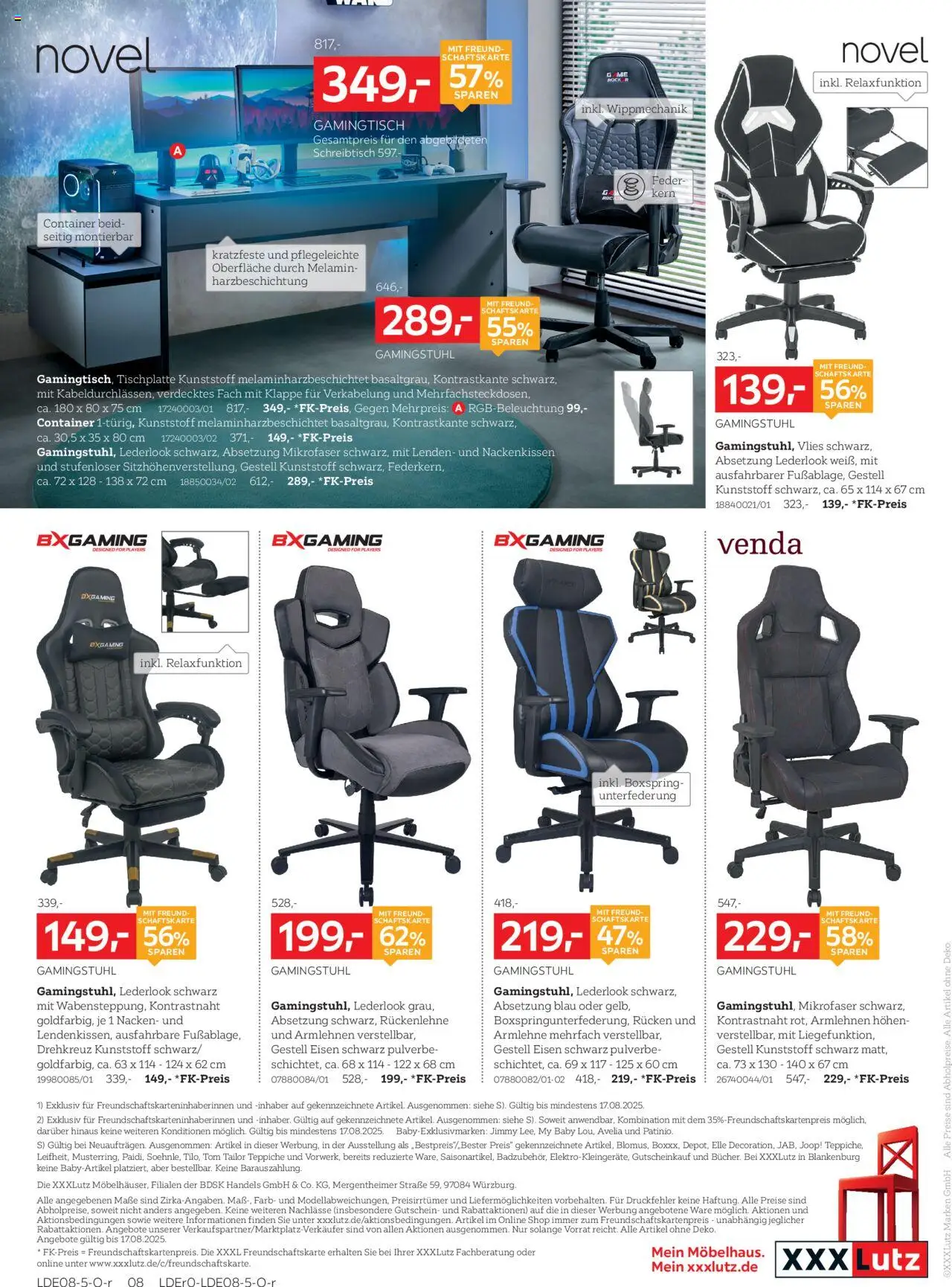 XXXL Lutz Büro Spezial - gültig ab dem 04.08.2025 | Seite: 8 | Produkte: Gamingstuhl