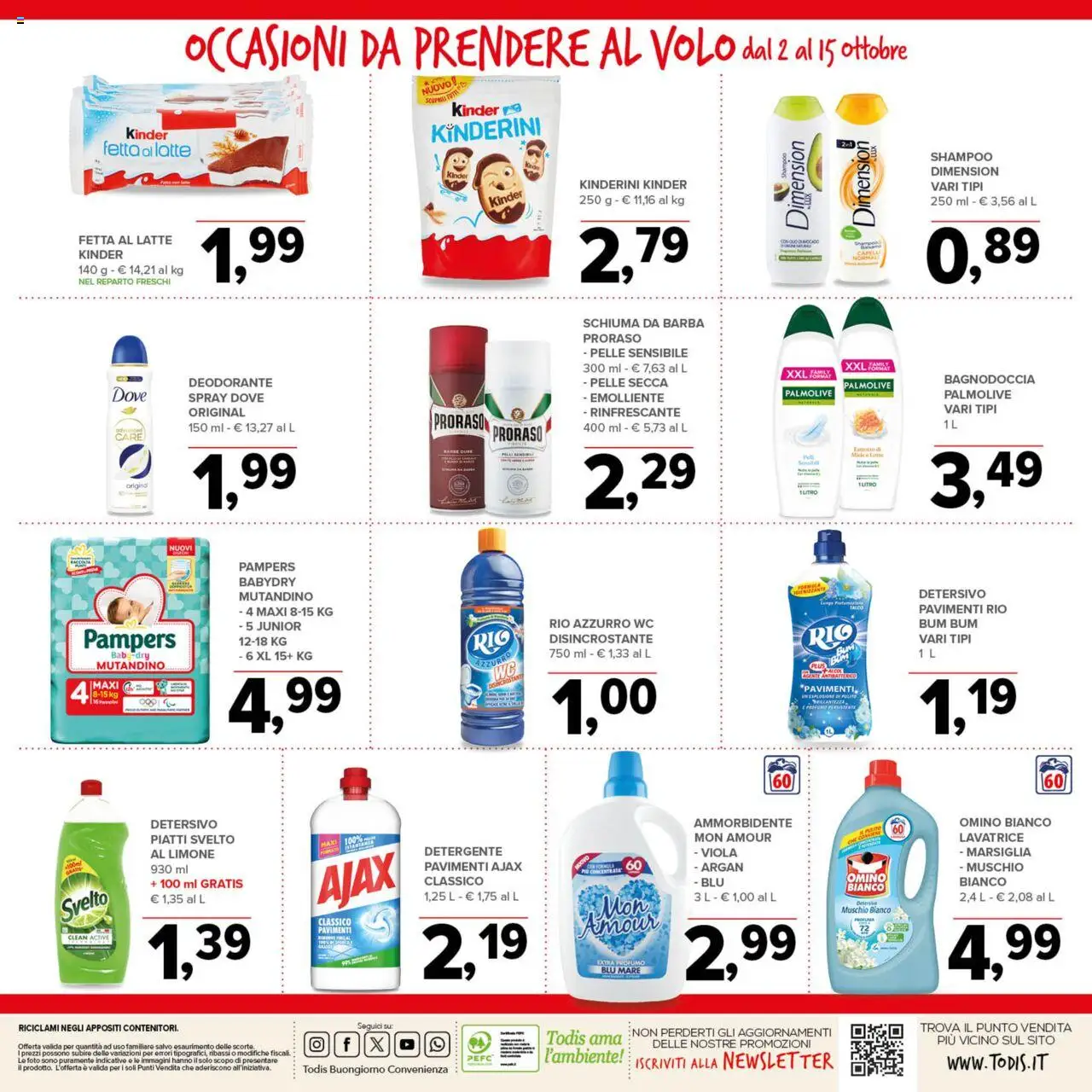 Volantino Todis del 02.10.2025 | Pagina: 20 | Prodotti: Detergente, Limone, Pampers, WC