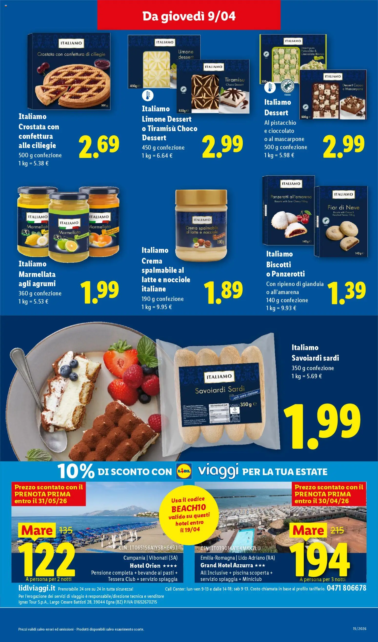 Volantino Lidl del 09.04.2026 | Pagina: 17 | Prodotti: Biscotti, Piscina, Cacao, Mascarpone