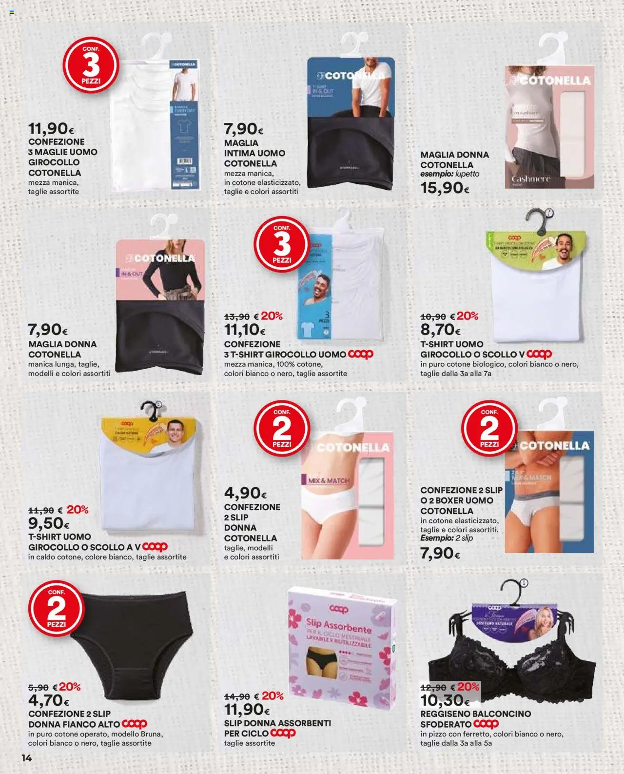 Volantino Ipercoop del 16.10.2025 | Pagina: 14 | Prodotti: Reggiseno, Slip, Boxer