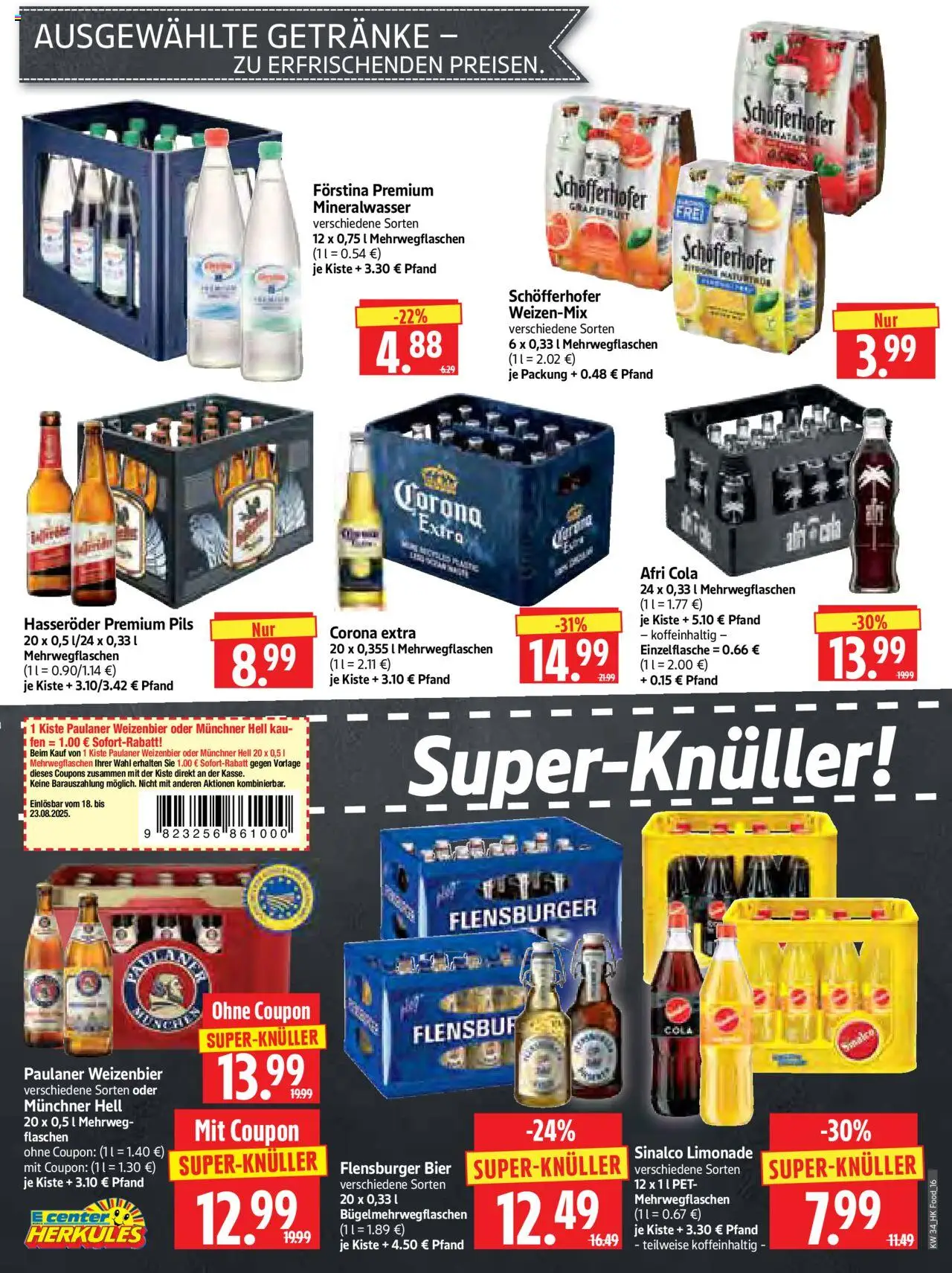 HERKULES Prospekt 	 - gültig ab dem 18.08.2025 | Seite: 16 | Produkte: Cola, Bier, Grapefruit, Hasseröder