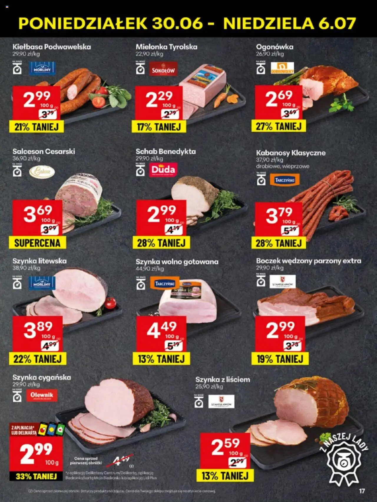 Delikatesy Centrum Gazetka - Sklepy Własne od 30.06.2025 | Strona: 17 | Produkty: Schab, Szynka, Delikatesy, Boczek