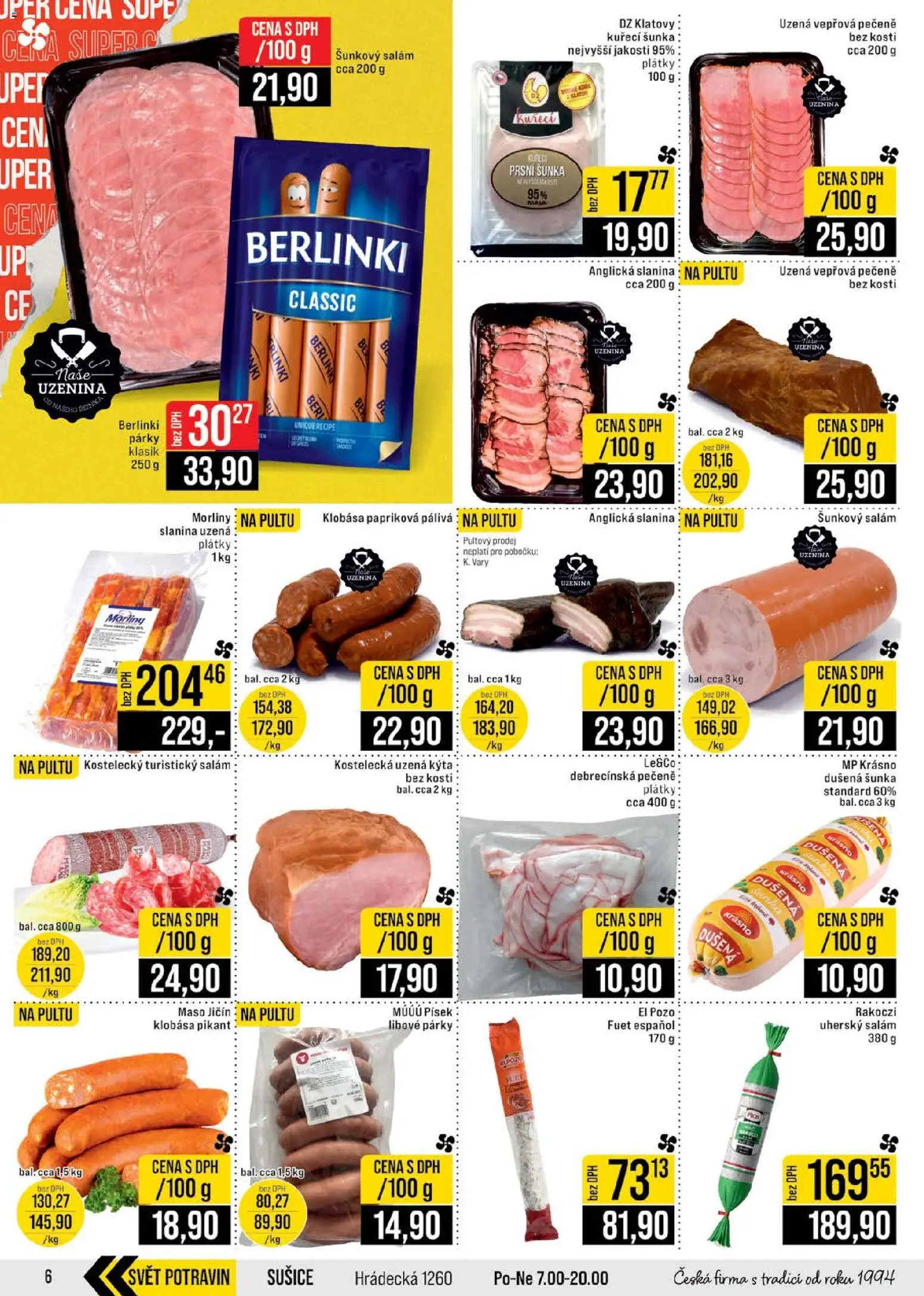 Jip leták - Cash & Carry od 14.01.2026 | Strana: 6 | Produkty: Vepřová pečeně, Šunka, Uherský salám, Šunkový salám