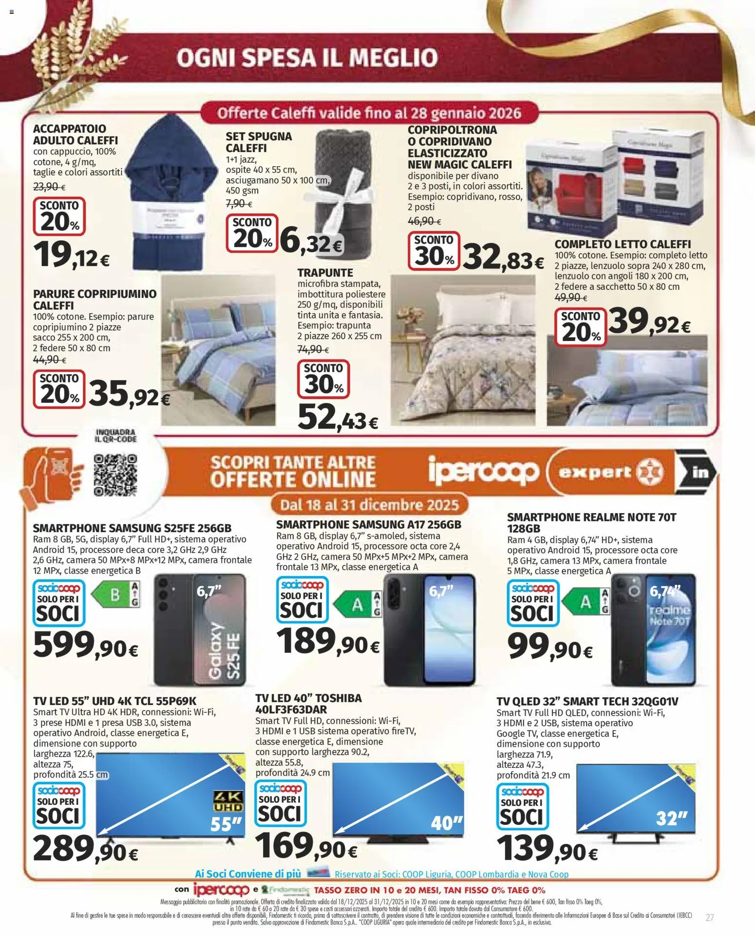 Volantino Ipercoop del 18.12.2025 | Pagina: 27 | Prodotti: Spugna, smart TV, Trapunta, Divano