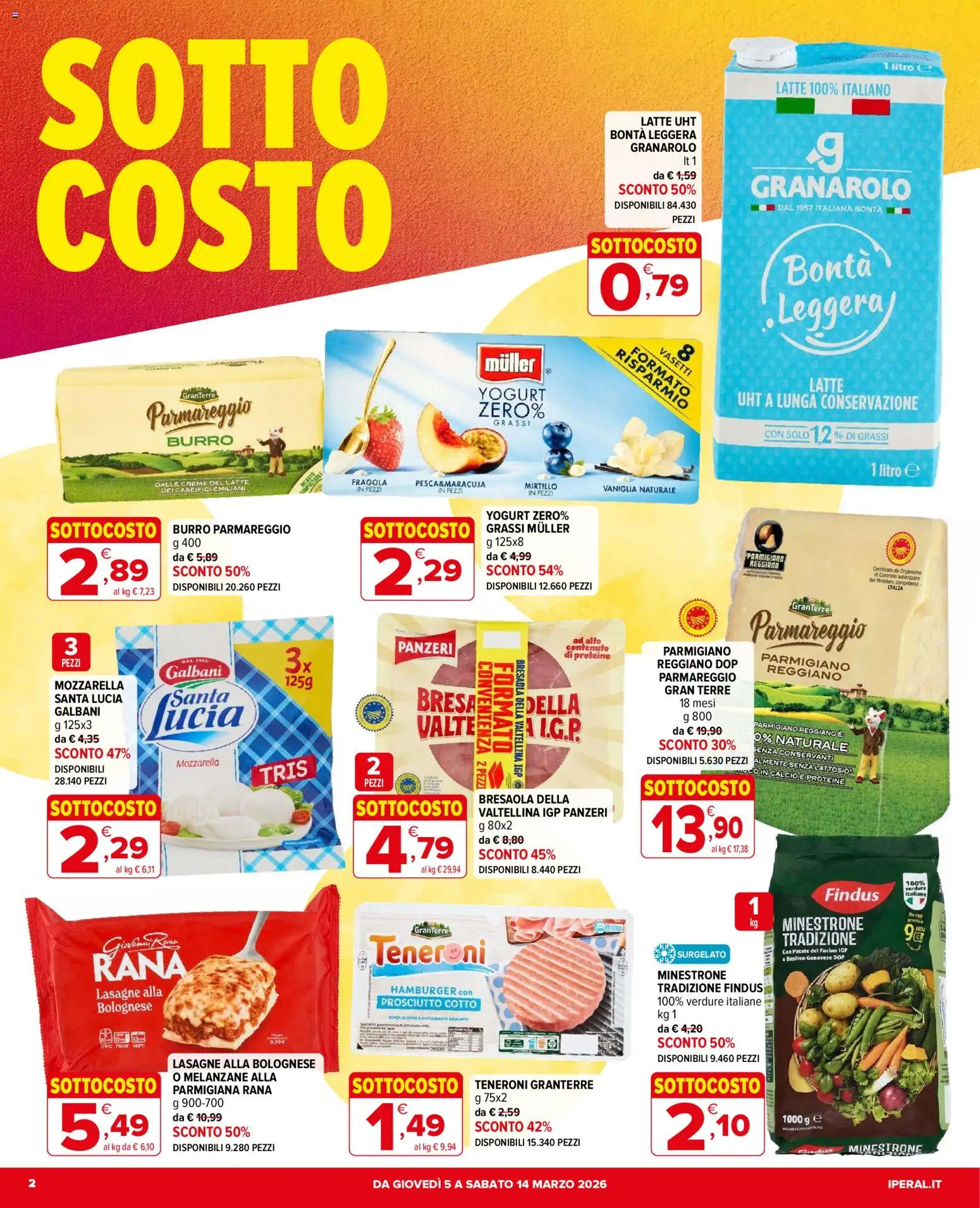 Volantino Iperal del 05.03.2026 | Pagina: 2 | Prodotti: Prosciutto Cotto, Patate, Parmigiano, Hamburger
