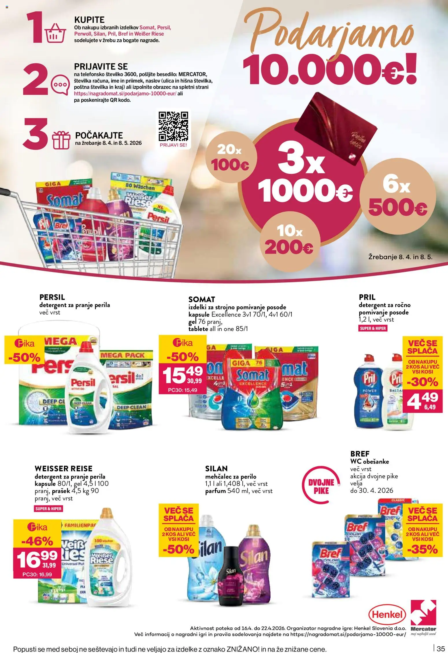 Novi Mercator katalog ponudbe – veljaven od 16.04.2026 | Stran: 35 | Izdelki: Prašek, Kos, Parfum, Detergent