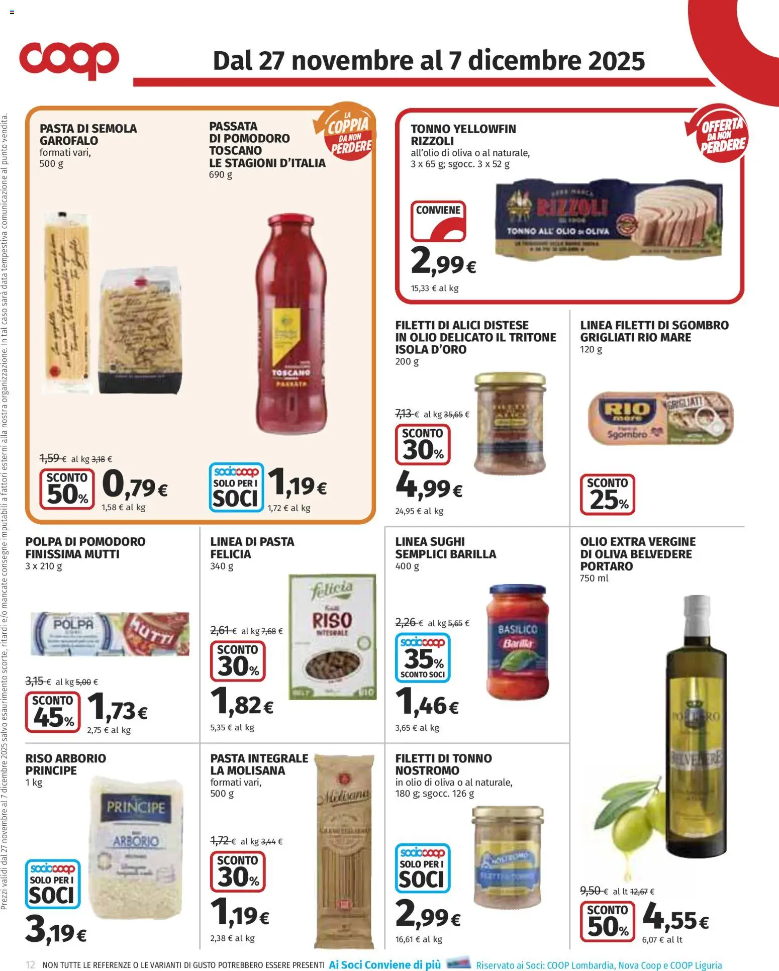 Volantino COOP del 27.11.2025 | Pagina: 12 | Prodotti: Riso, Pasta, Data, Tonno