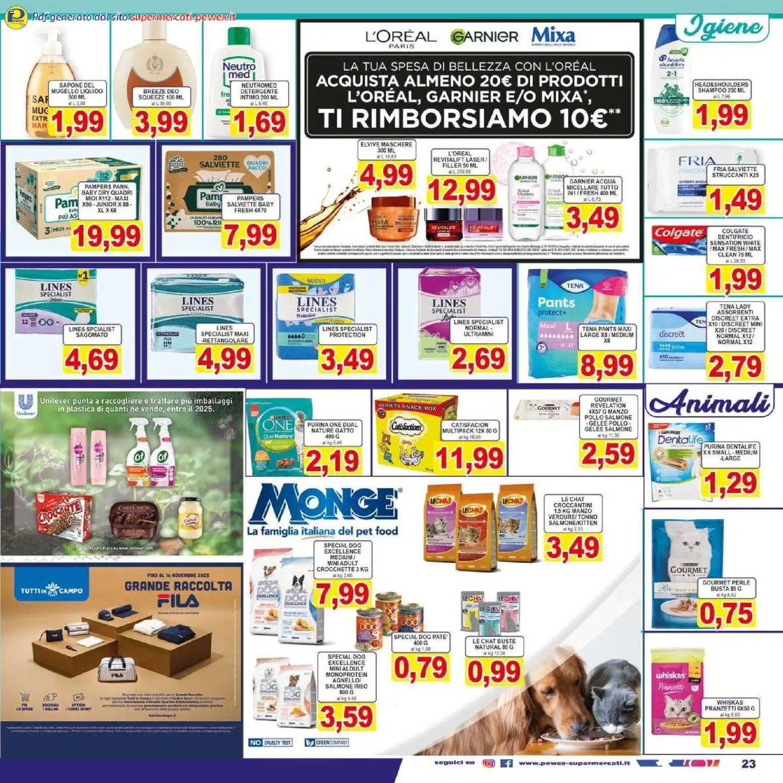Volantino Pewex del 29.10.2025 | Pagina: 23 | Prodotti: Salmone, Riso, Acqua, Pampers