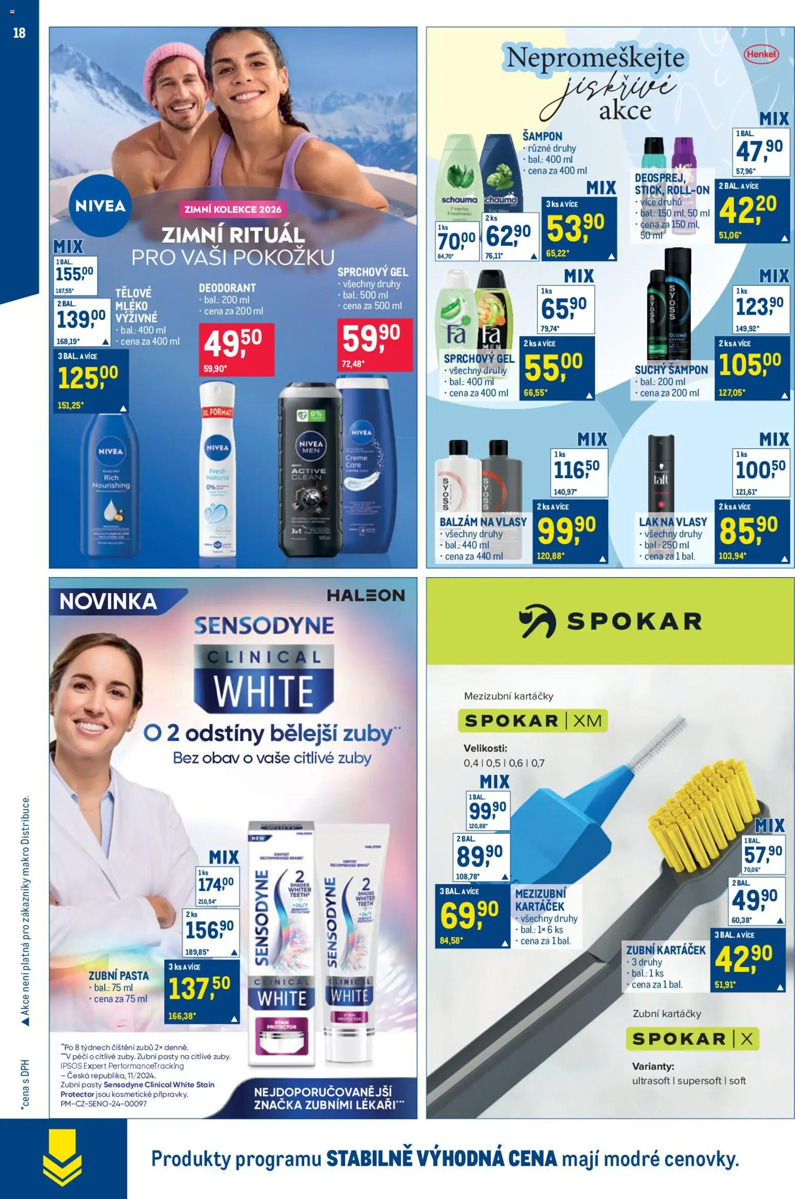 Makro leták - Úklid a kosmetika od 25.02.2026 | Strana: 18 | Produkty: Zubní kartáček, Forma, Suchý šampon, Šampon