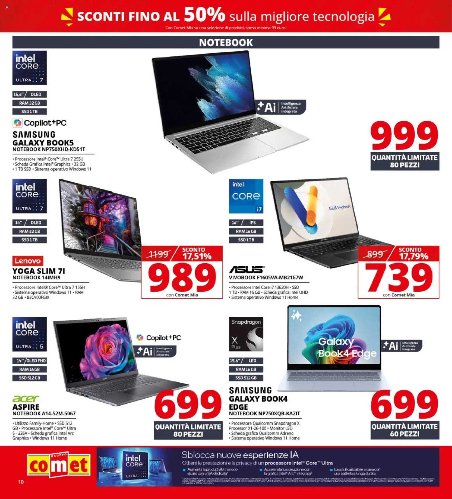 Volantino Comet del 22.01.2026 | Pagina: 10 | Prodotti: Monitor, Notebook, Batteria, Samsung