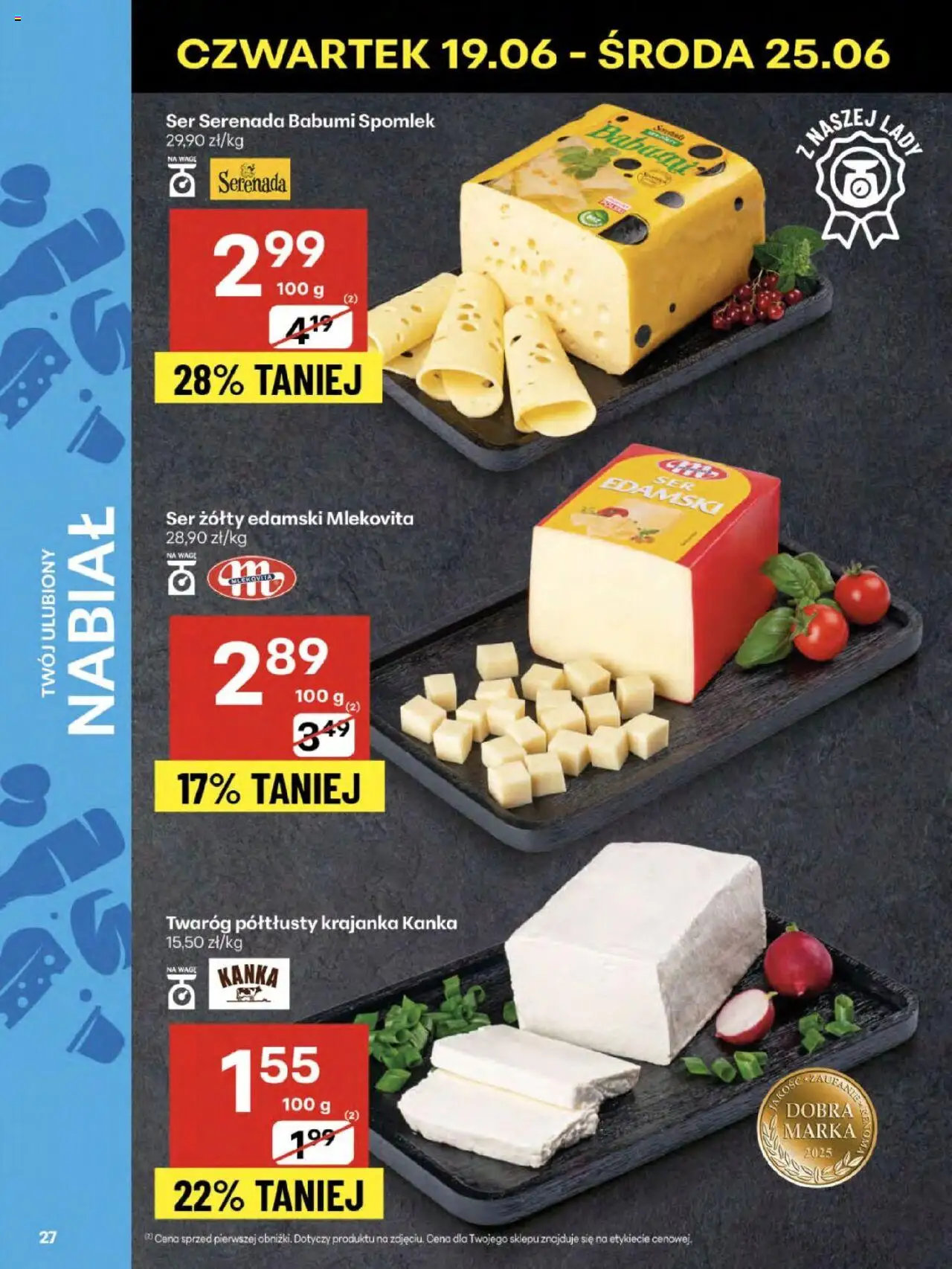 Delikatesy Centrum Gazetka od 19.06.2025 | Strona: 27 | Produkty: Ser żółty, Twaróg półtłusty, Ser, Twaróg
