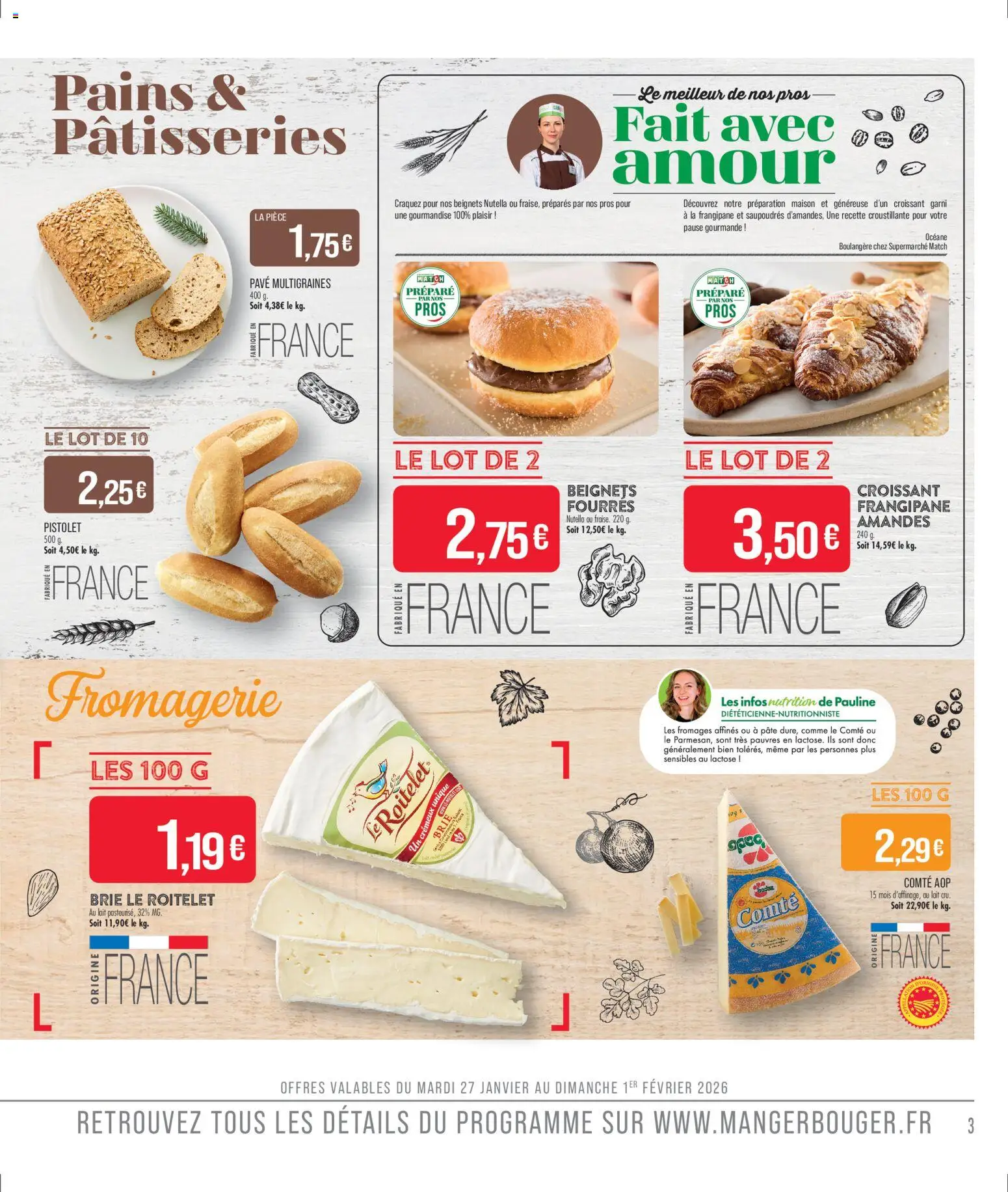 {H1} | Page: 3 | Produits: Nutella, Lait, Brie, Amandes