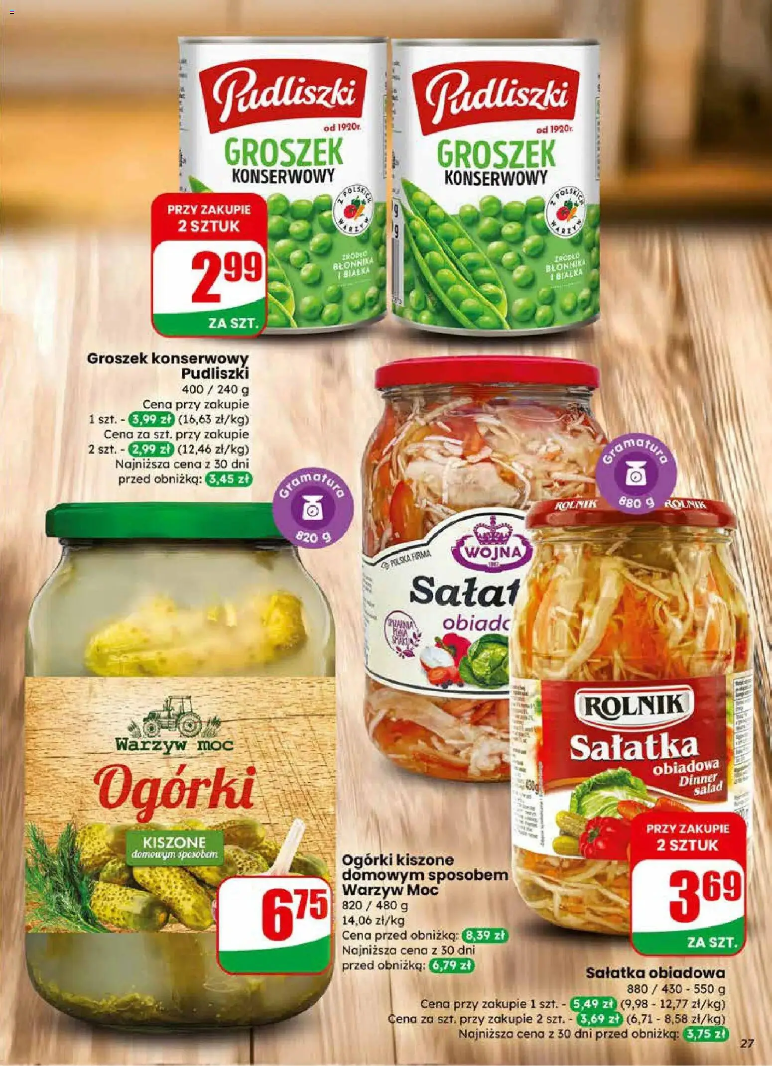 Dino Gazetka od 25.02.2026 | Strona: 27 | Produkty: Groszek, Groszek konserwowy, Ogórki, Sałatka