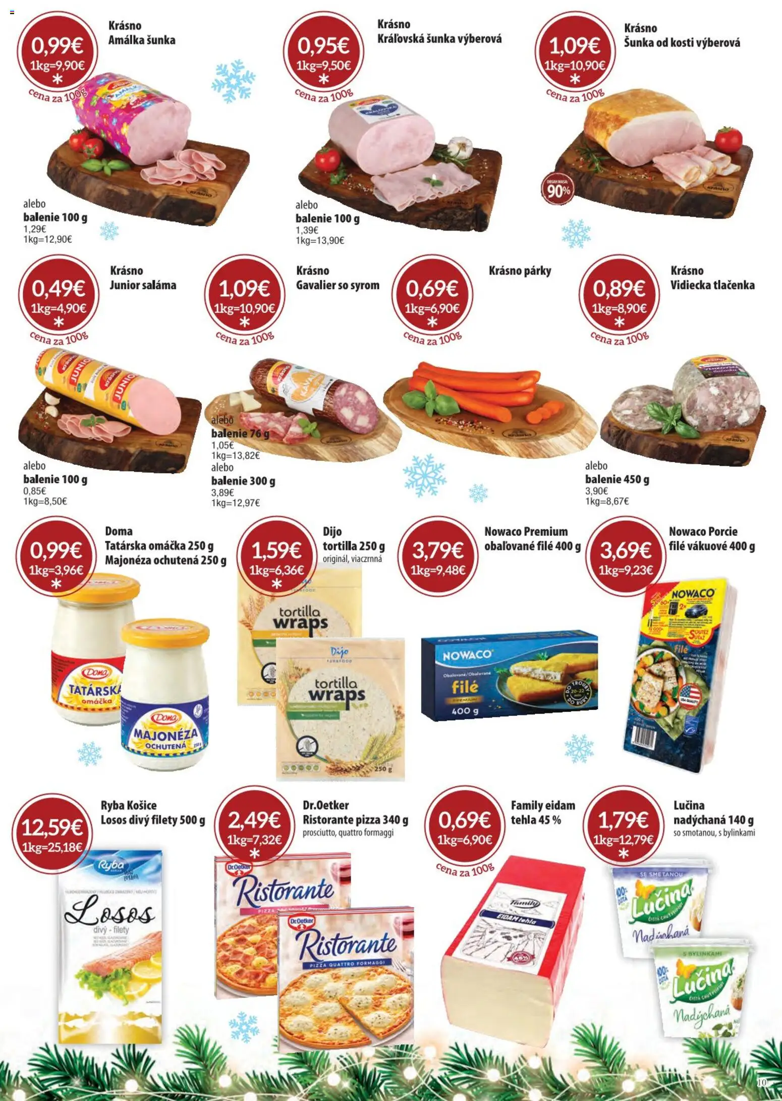 Nové Sintra akcie – leták je platný od 01.12.2025 | Strana: 10 | Produkty: Tortilla, Losos, Omáčka, Párky