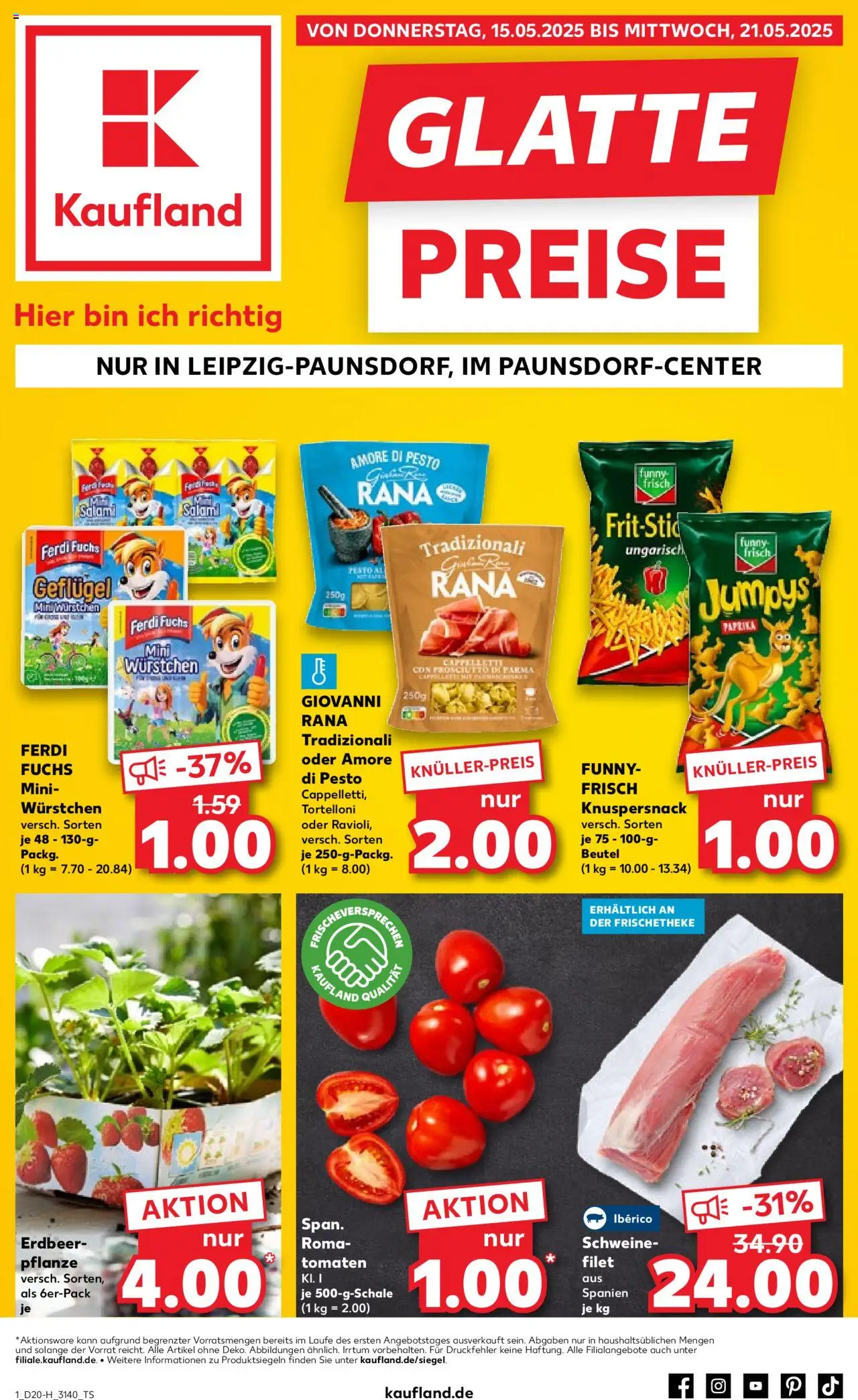 Kaufland - Leipzig, Dresdner Straße 80 - gültig ab dem 15.05.2025 | Seite: 1 | Produkte: Funny frisch, Tomaten, Paprika, Salami