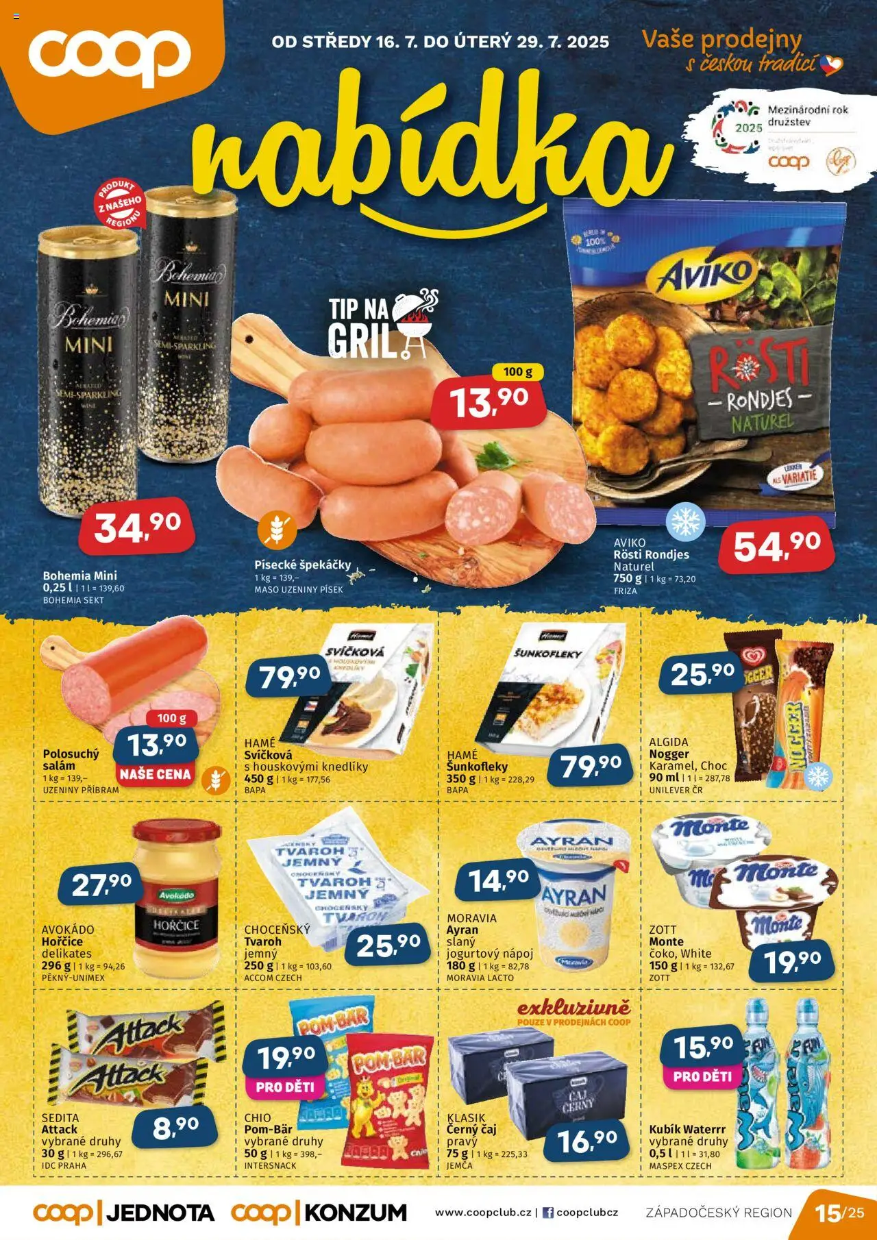 Coop leták - Západočeský region od 16.07.2025 | Strana: 1 | Produkty: Salám, Tvaroh, Písek, Uzeniny